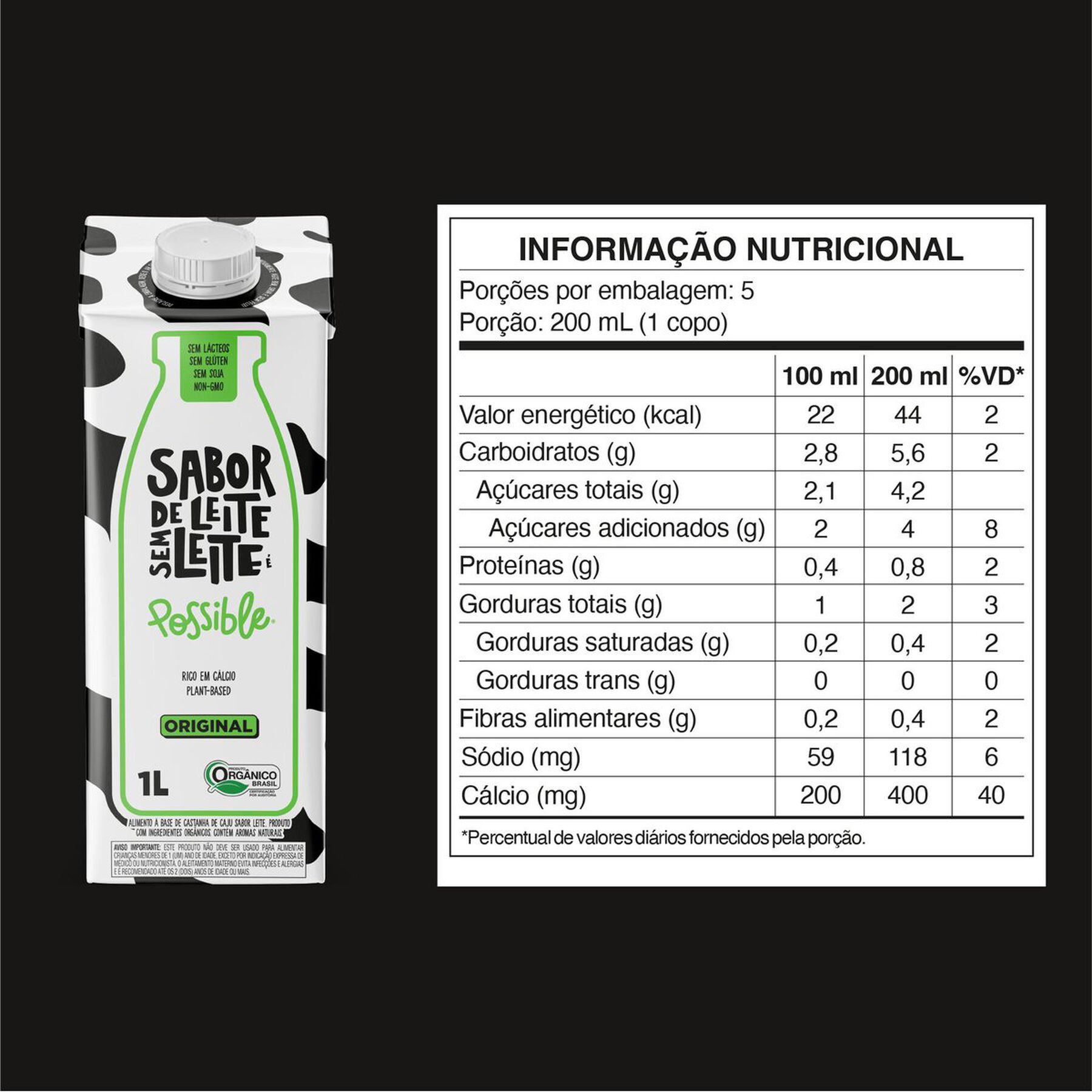 Bebida à Base de Castanha de Caju Orgânica Original Possible 1l