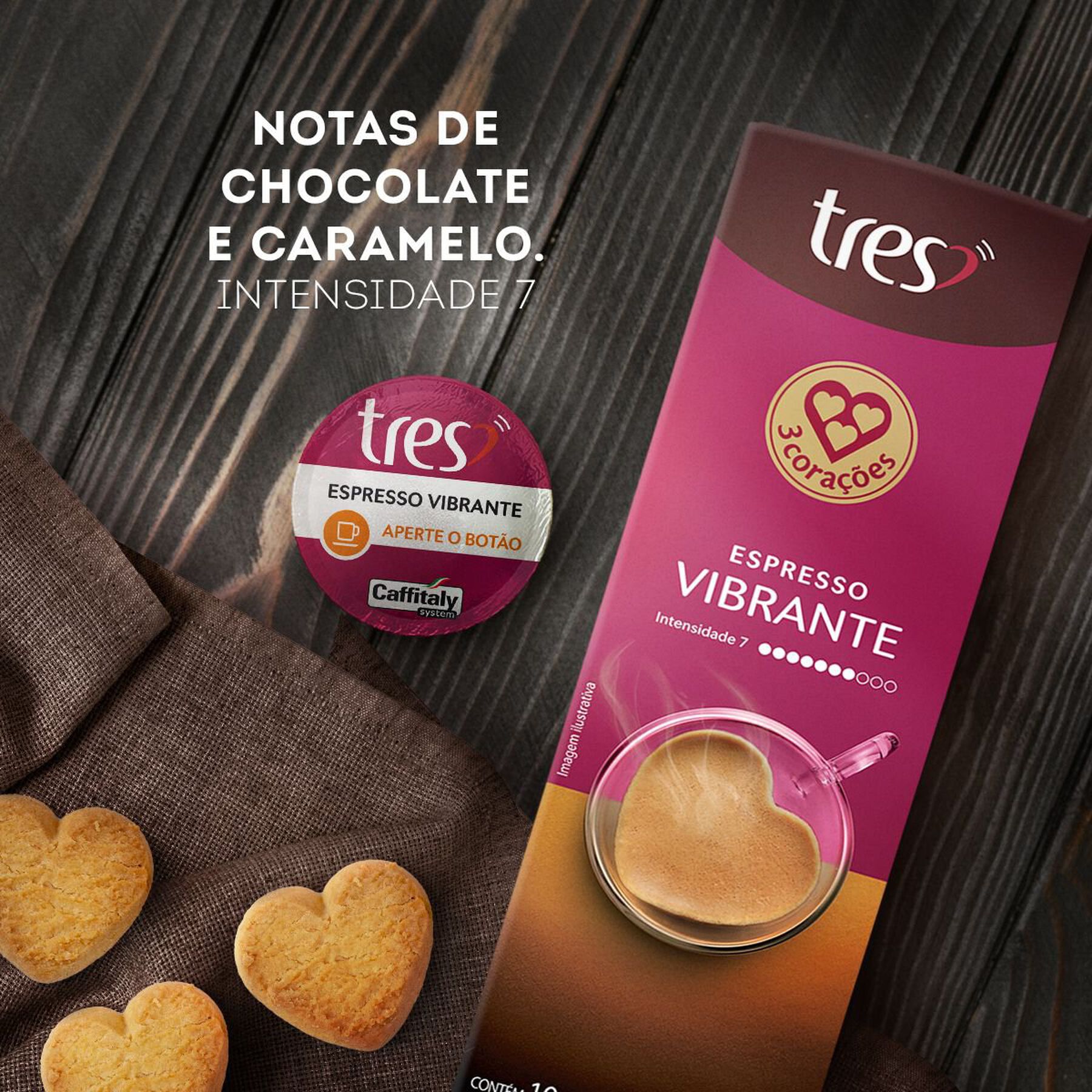 Café em Cápsula Torrado e Moído Espresso Vibrante Tres Caixa 80g 10 Unidades