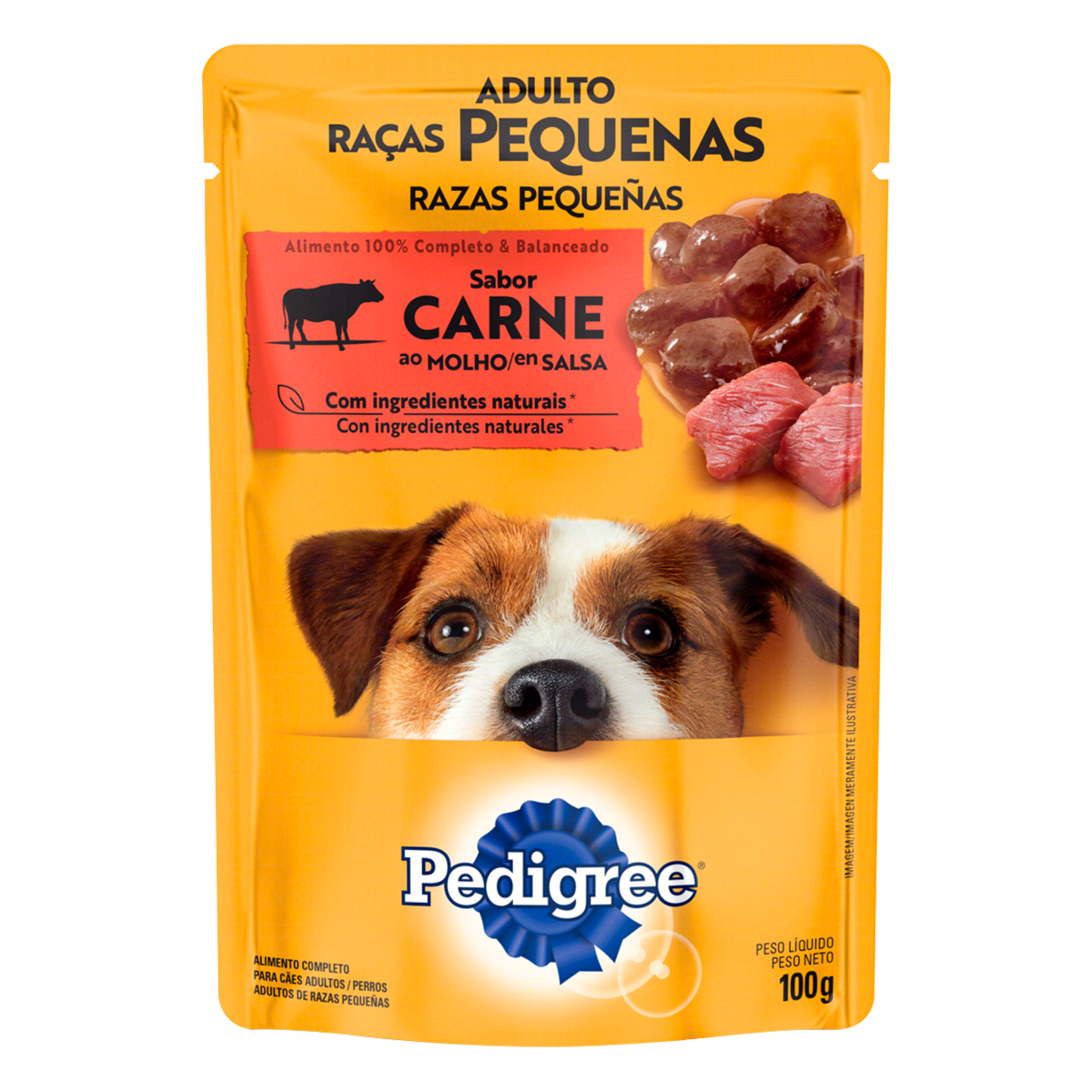 Alimento para C&atilde;es Adultos Ra&ccedil;as Pequenas Carne ao Molho Pedigree Sach&ecirc; 100g