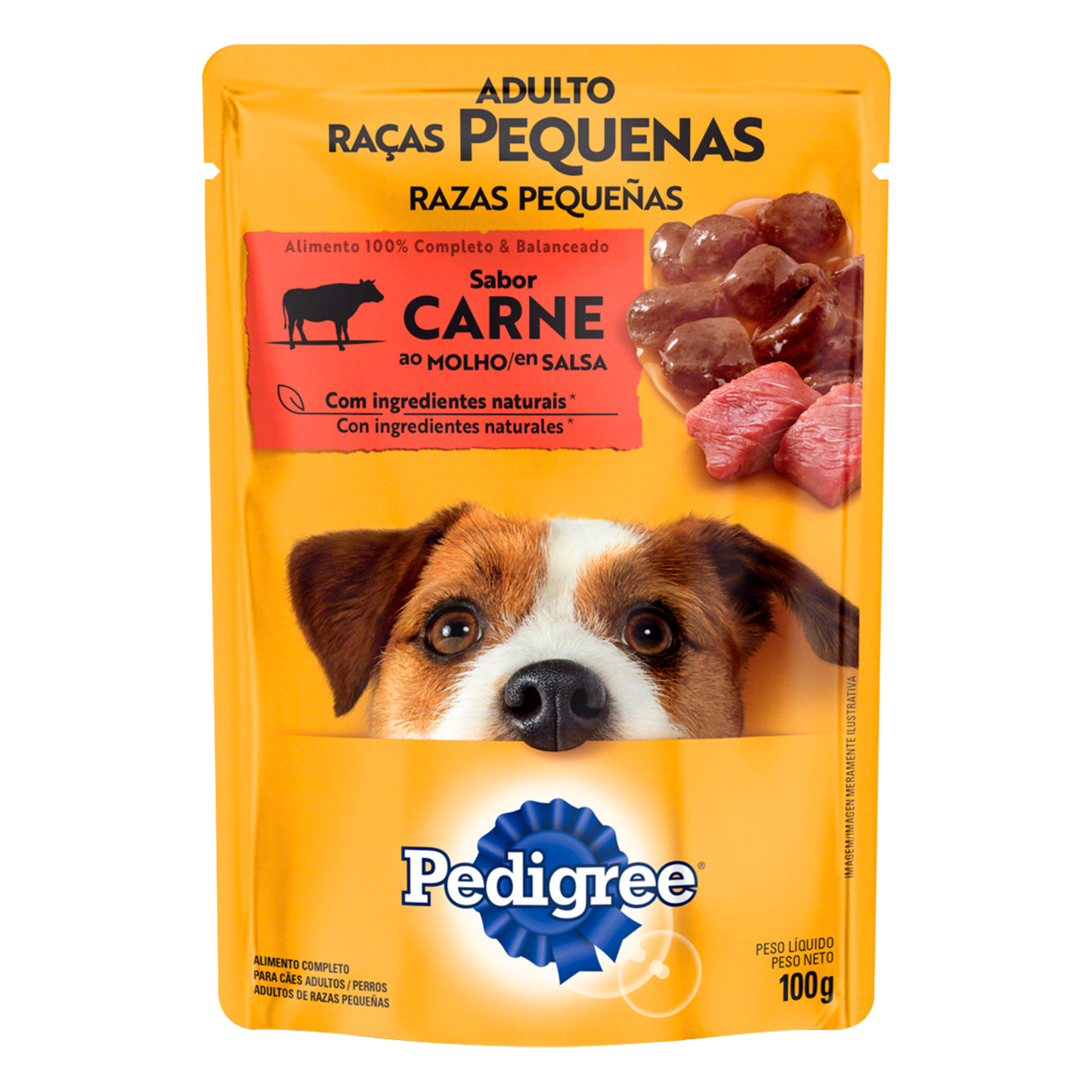 Alimento para Cães Adultos Raças Pequenas Carne ao Molho Pedigree Sachê 100g