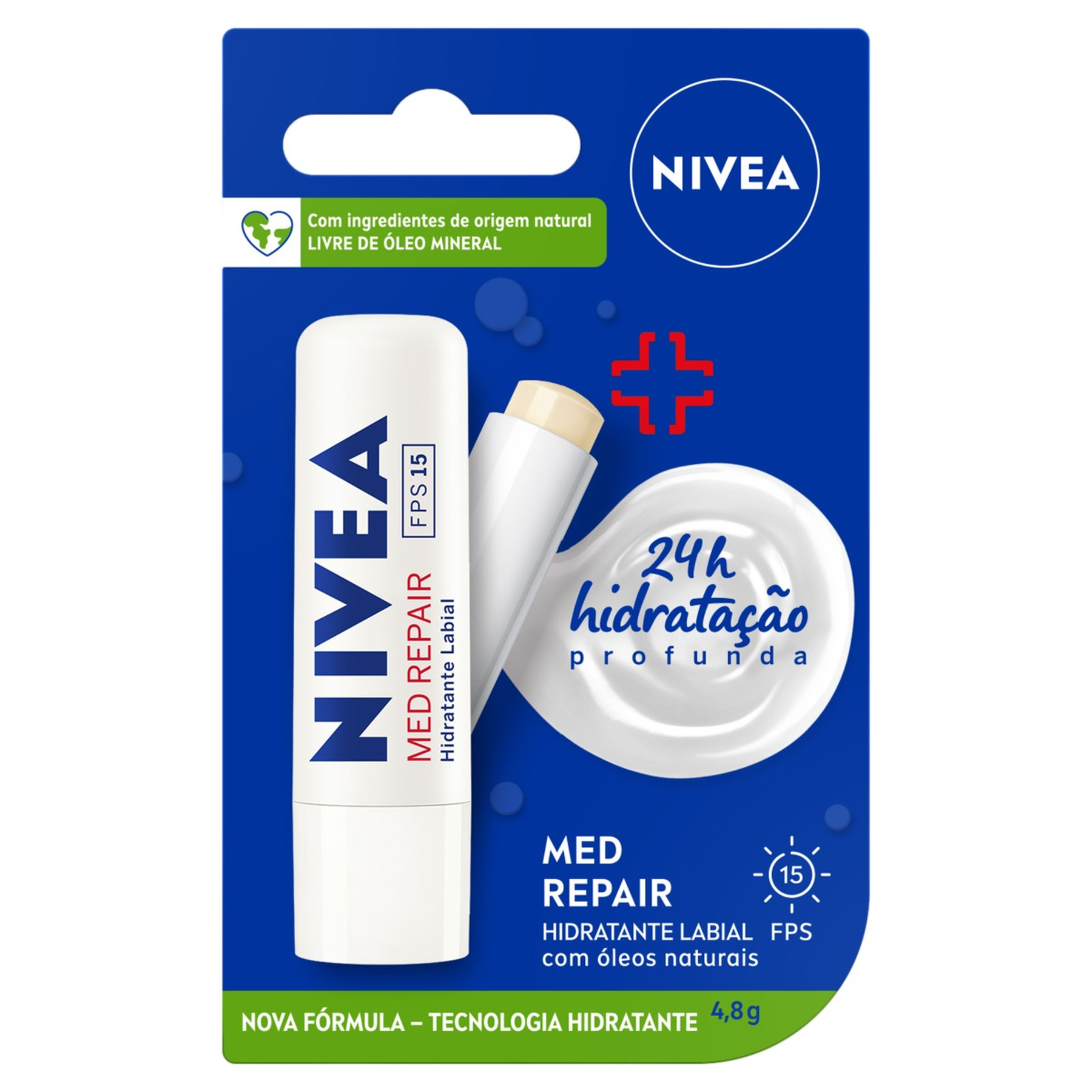 Hidratante Labial FPS 15 Nivea Med Repair Blister 4,8g