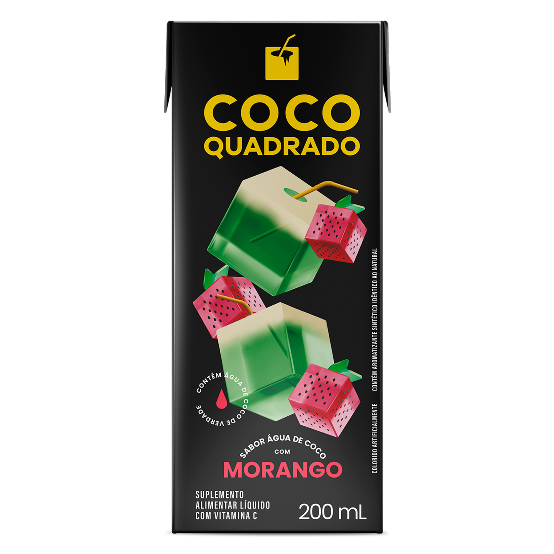 Suplemento L&iacute;quido Morango Coco Quadrado 200ml