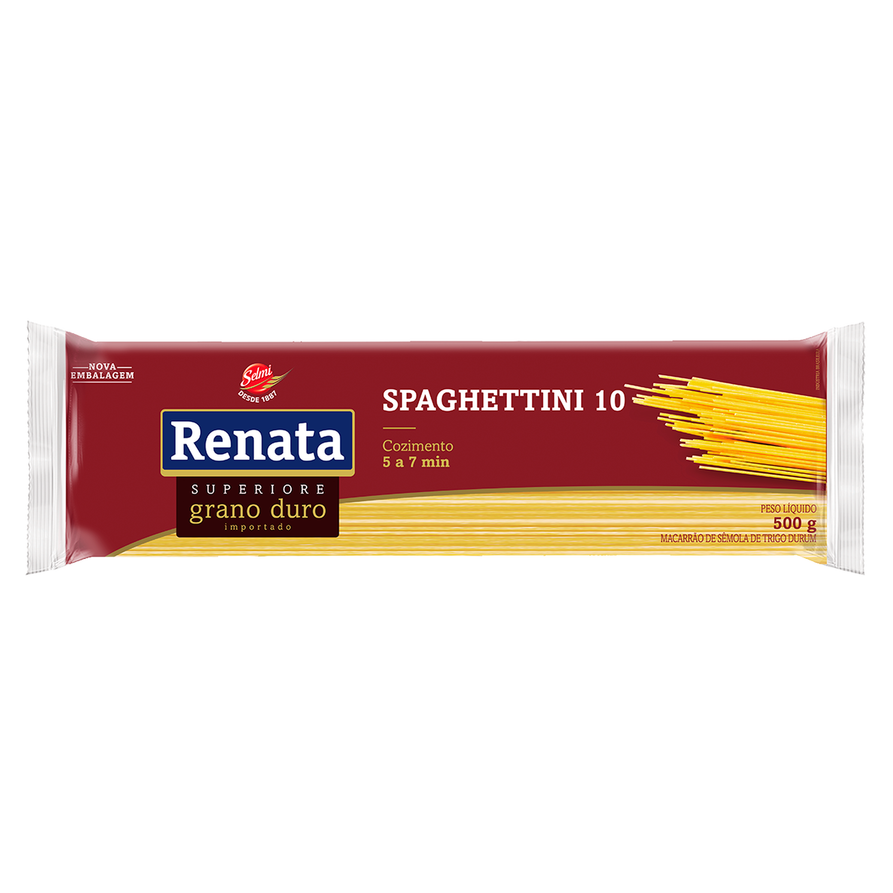 Macarrão de Sêmola de Trigo Grano Duro Spaghettini 10 Renata Superiores Pacote 500g