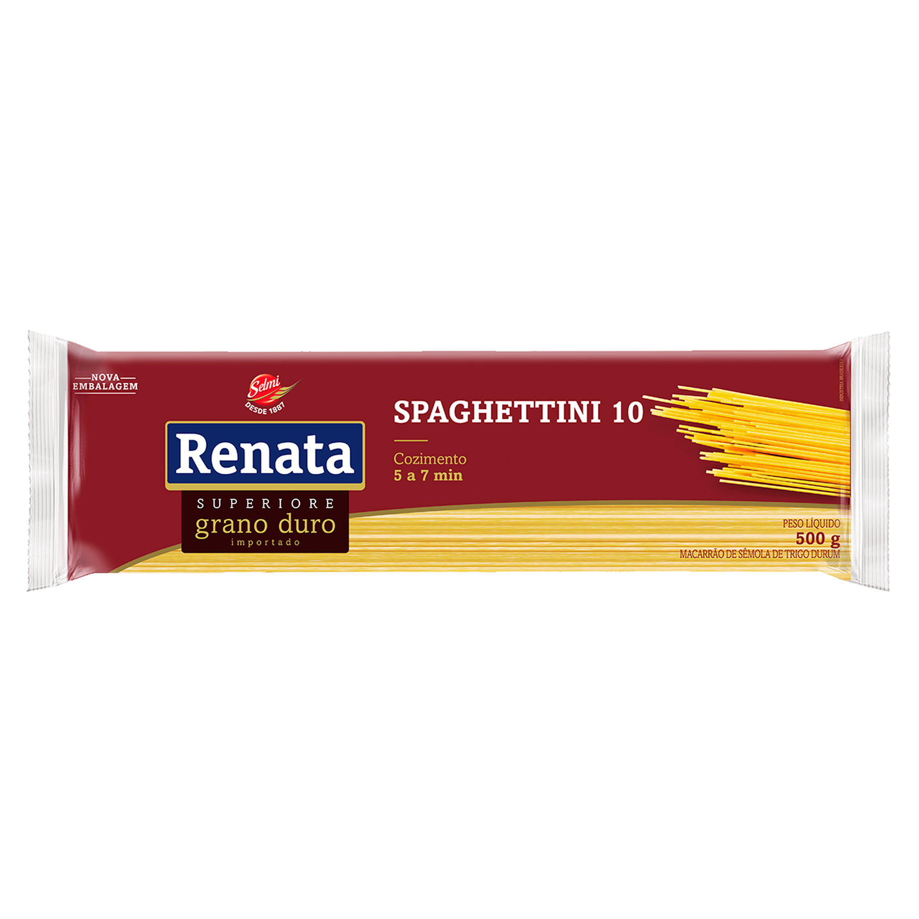 Macarrão de Sêmola de Trigo Grano Duro Spaghettini 10 Renata Superiores Pacote 500g