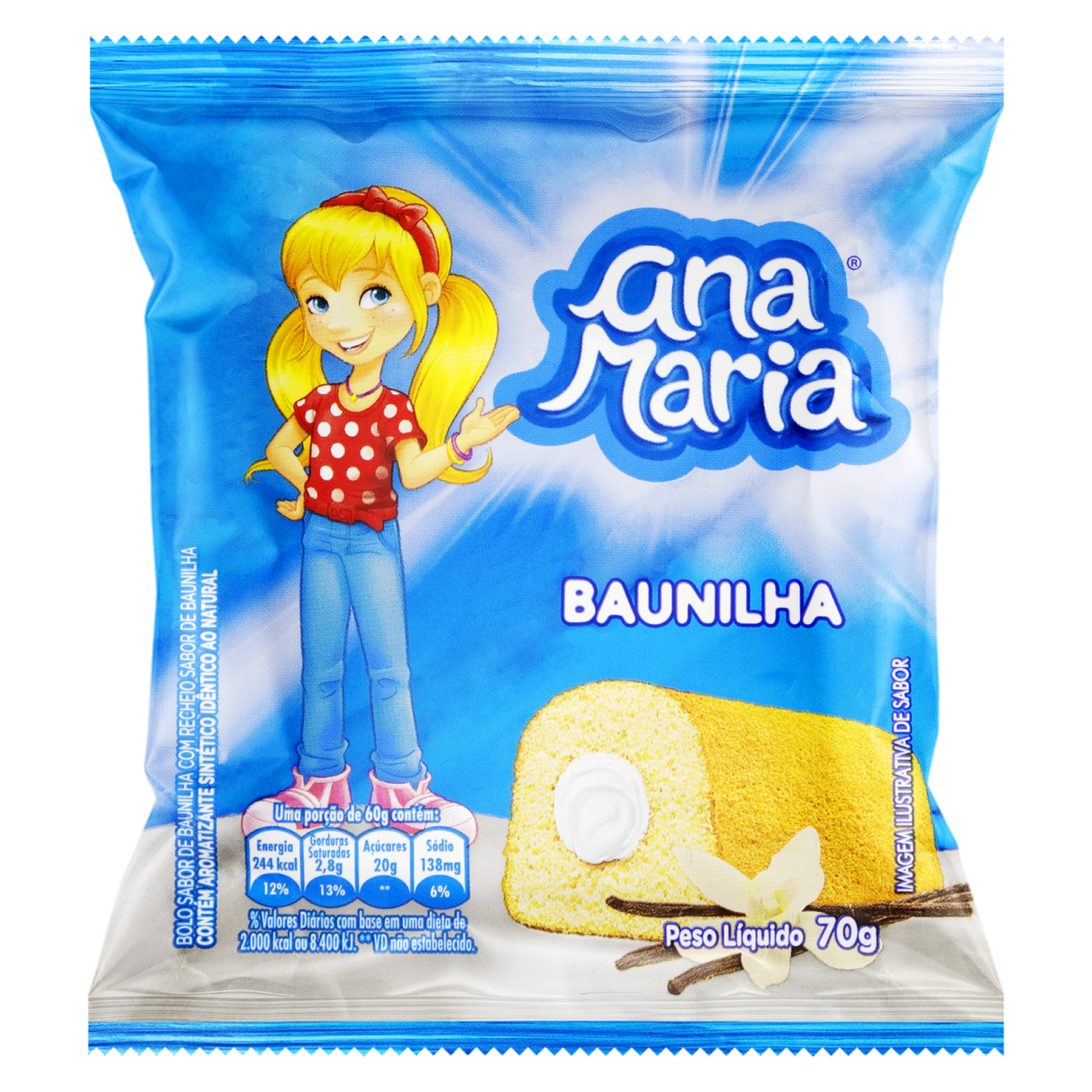 Bolo Baunilha Recheio Baunilha Ana Maria Pacote 70g