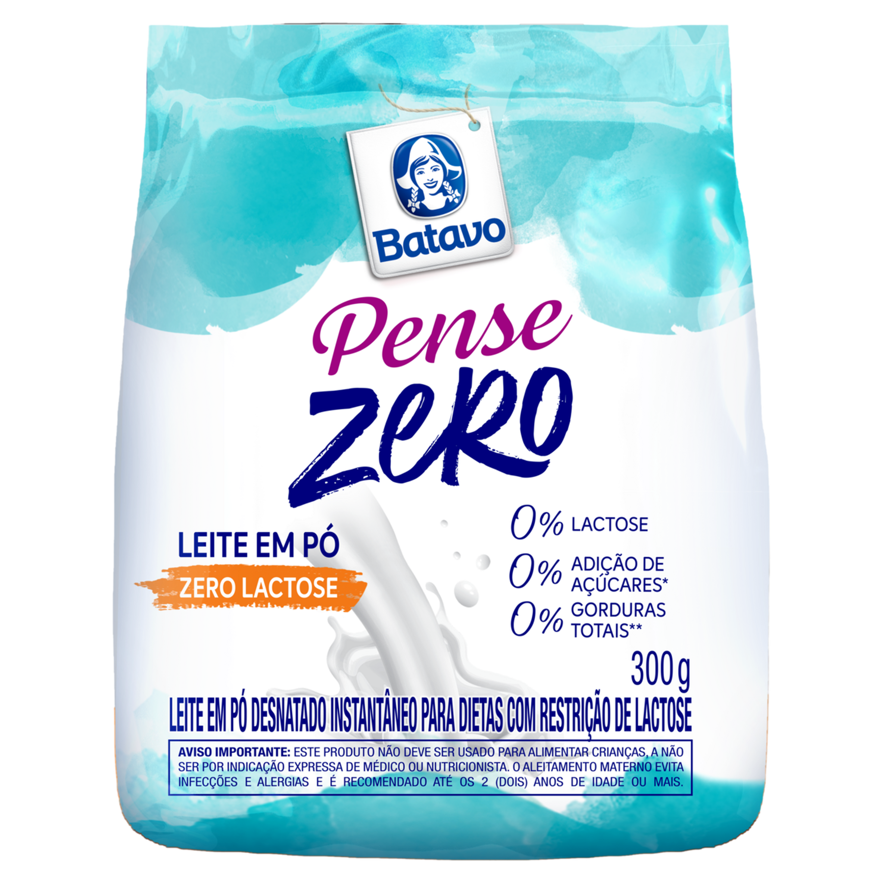 Leite em P&oacute; Instant&acirc;neo Zero Lactose Pense Zero Batavo Pacote 300g