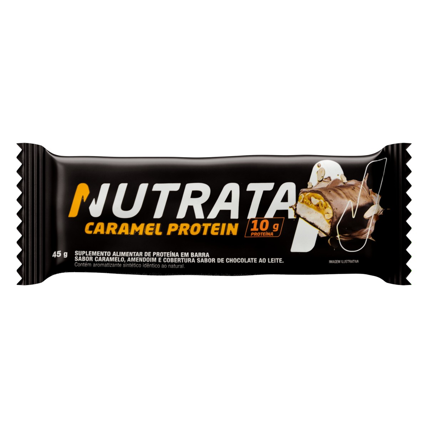 Barra Prote&iacute;na Caramel Cobertura Chocolate ao Leite Nutrata Protein Pacote 45g
