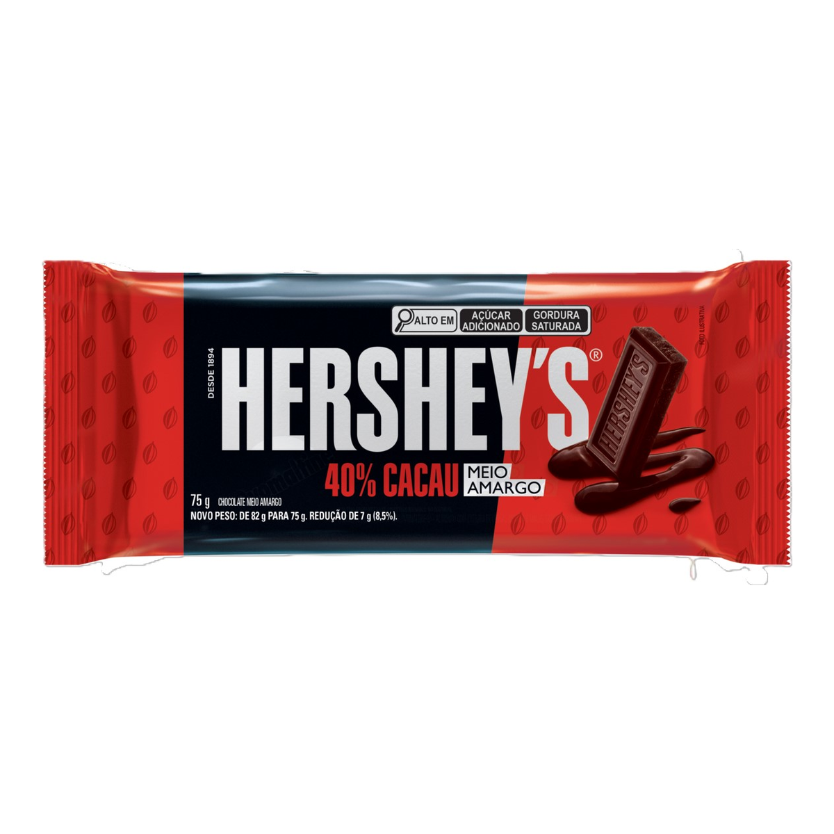 Chocolate Meio Amargo 40% Cacau Hershey's Pacote 75g