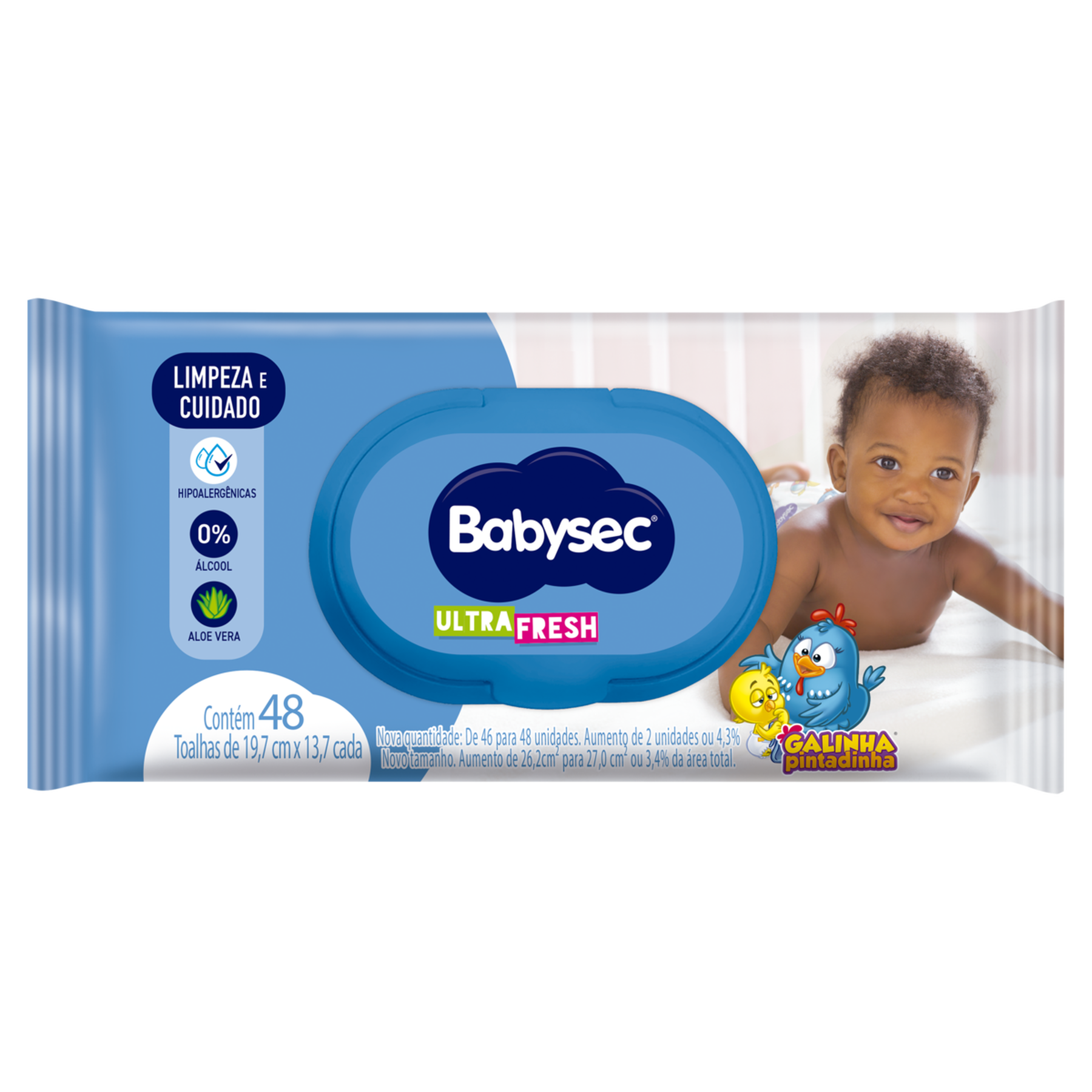 Toalha Umedecida Galinha Pintadinha Ultrafresh Babysec Pacote 48 Unidades