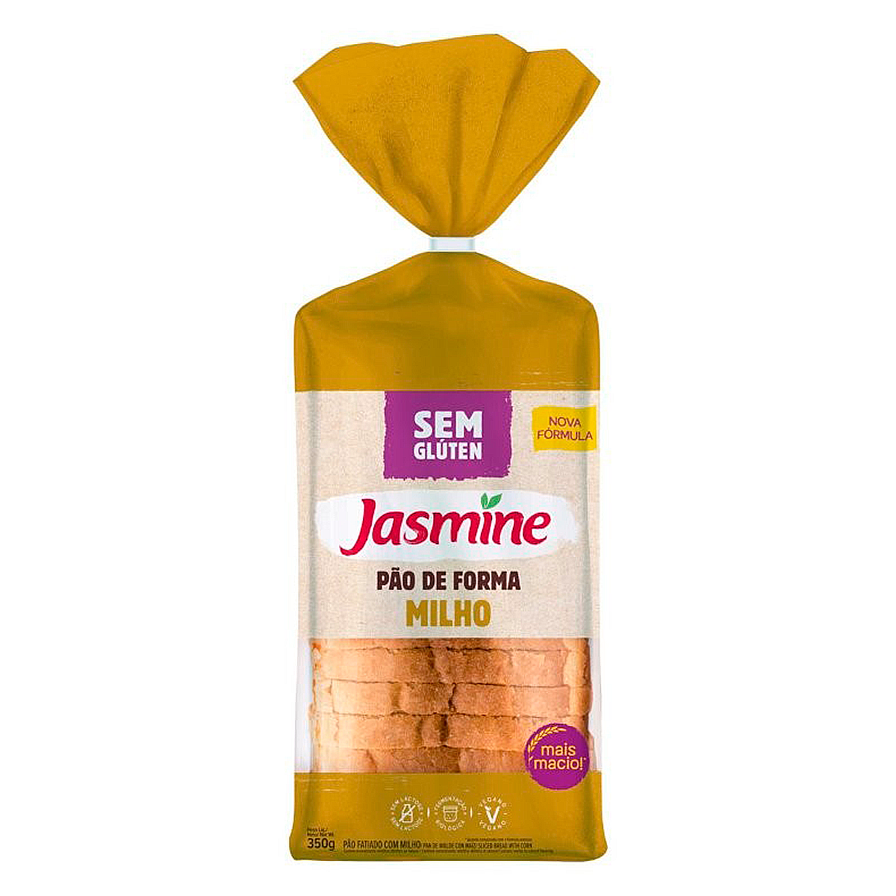P&atilde;o de Forma Milho sem Gl&uacute;ten Jasmine Pacote 350g
