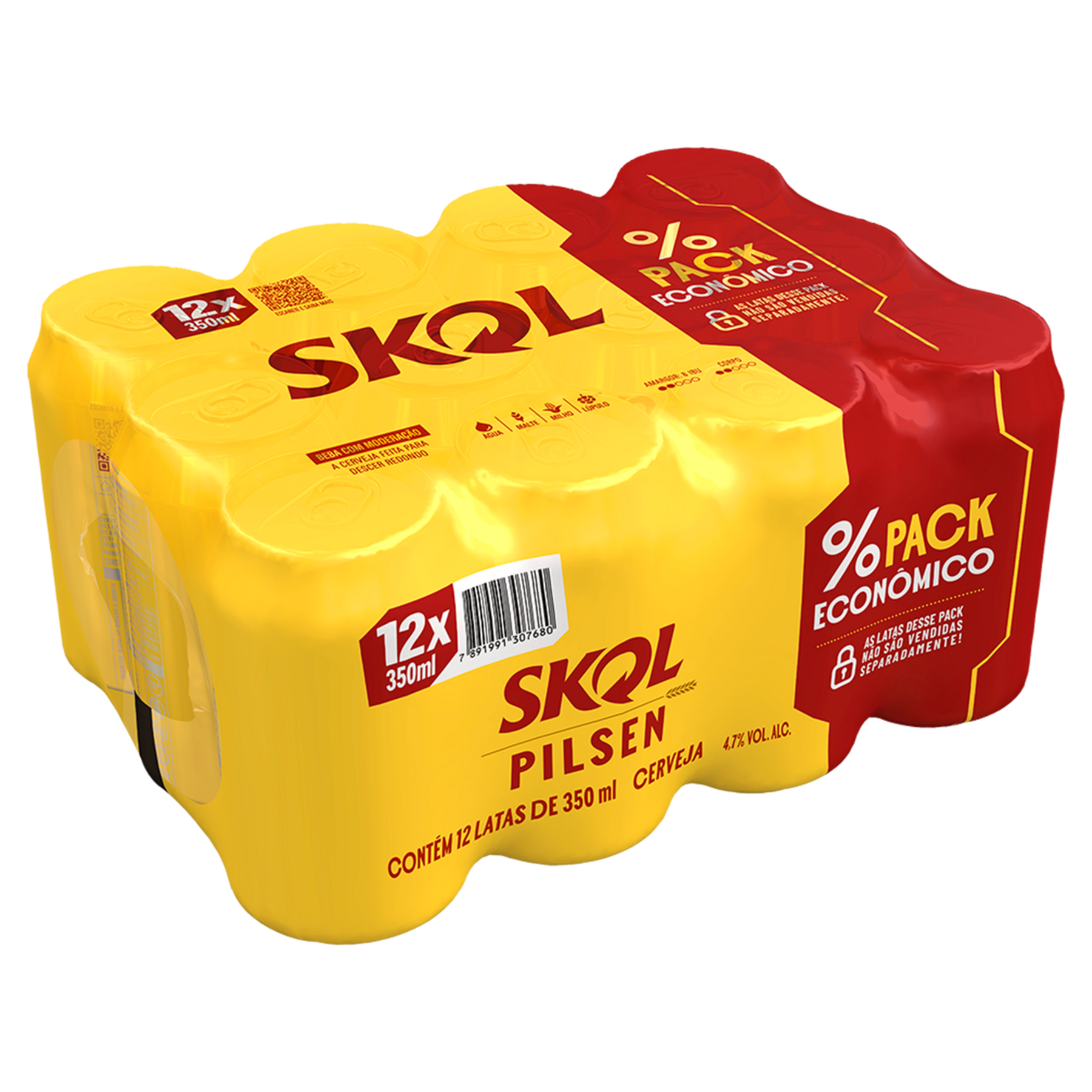 Cerveja Pilsen Skol 350ml - Pack C/12 Unidades