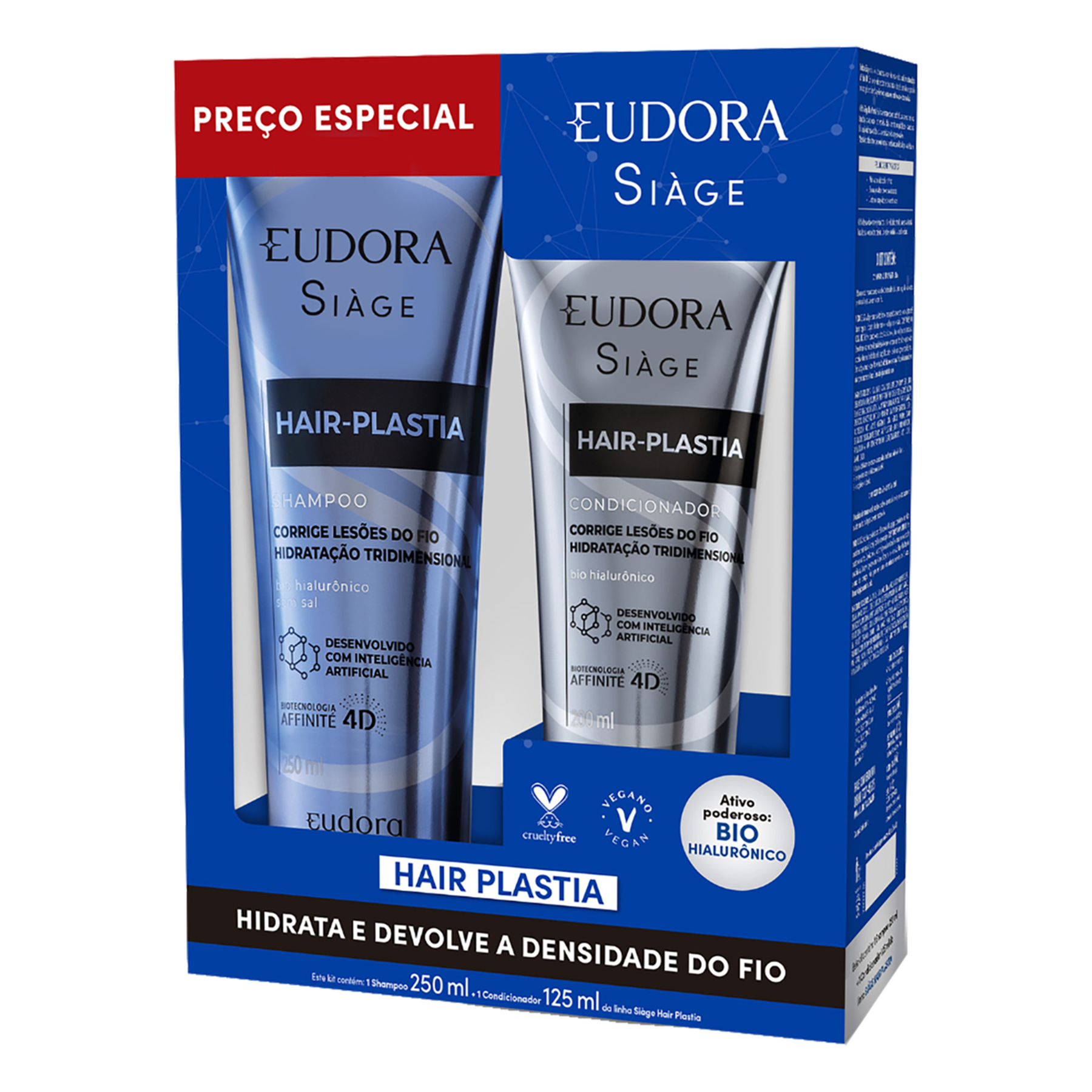 Kit Shampoo 250ml + Condicionador 125ml  Si&agrave;ge Hair-Plastia Eudora
