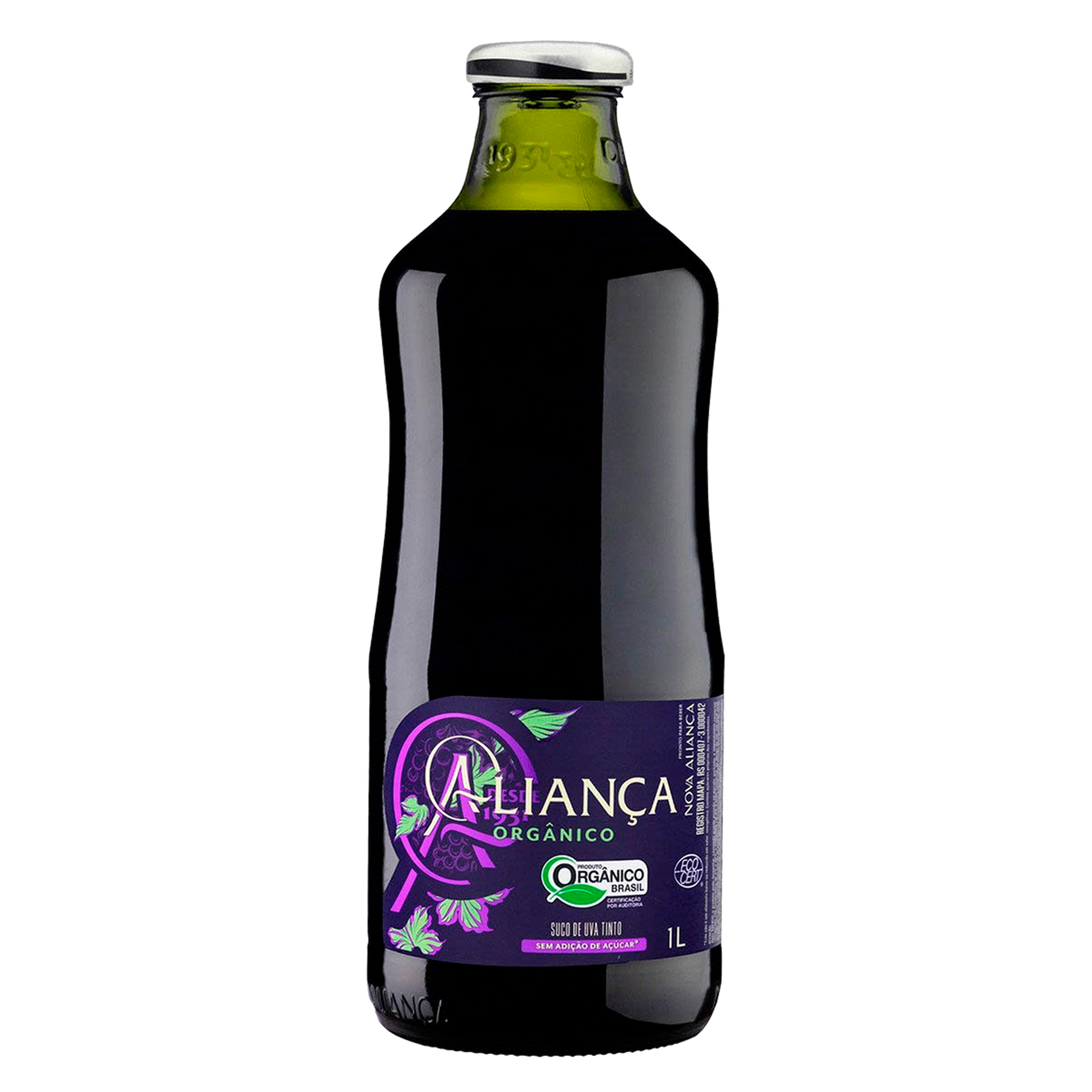 Suco de Uva Tinto Org&acirc;nico Alian&ccedil;a Garrafa 1l