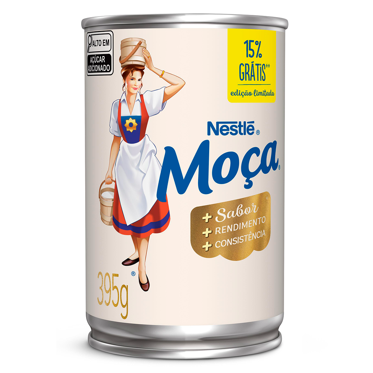 Leite Condensado Integral Mo&ccedil;a Lata 395g - Embalagem 15% Gr&aacute;tis