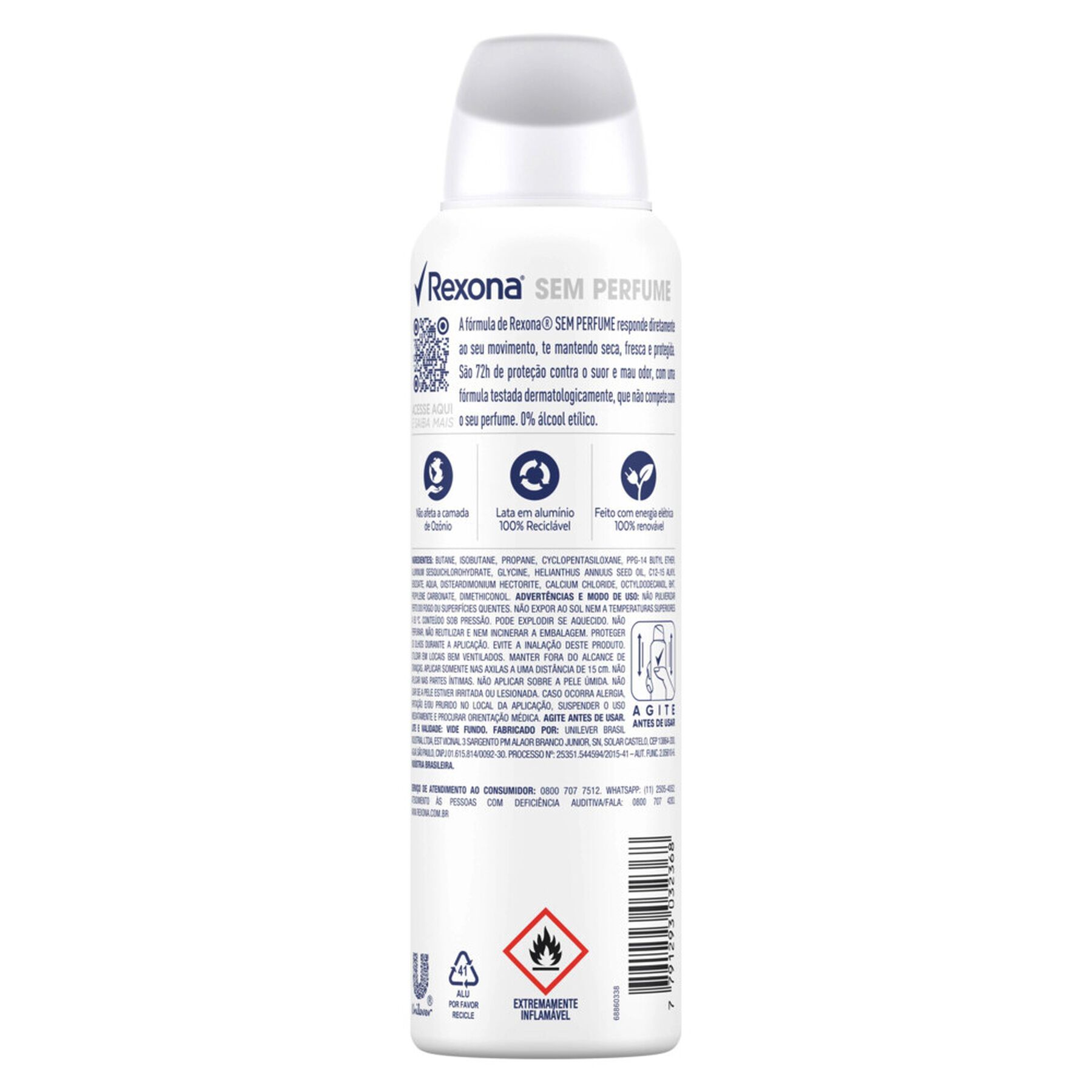 Antitranspirante Aerossol sem Perfume Rexona 150ml