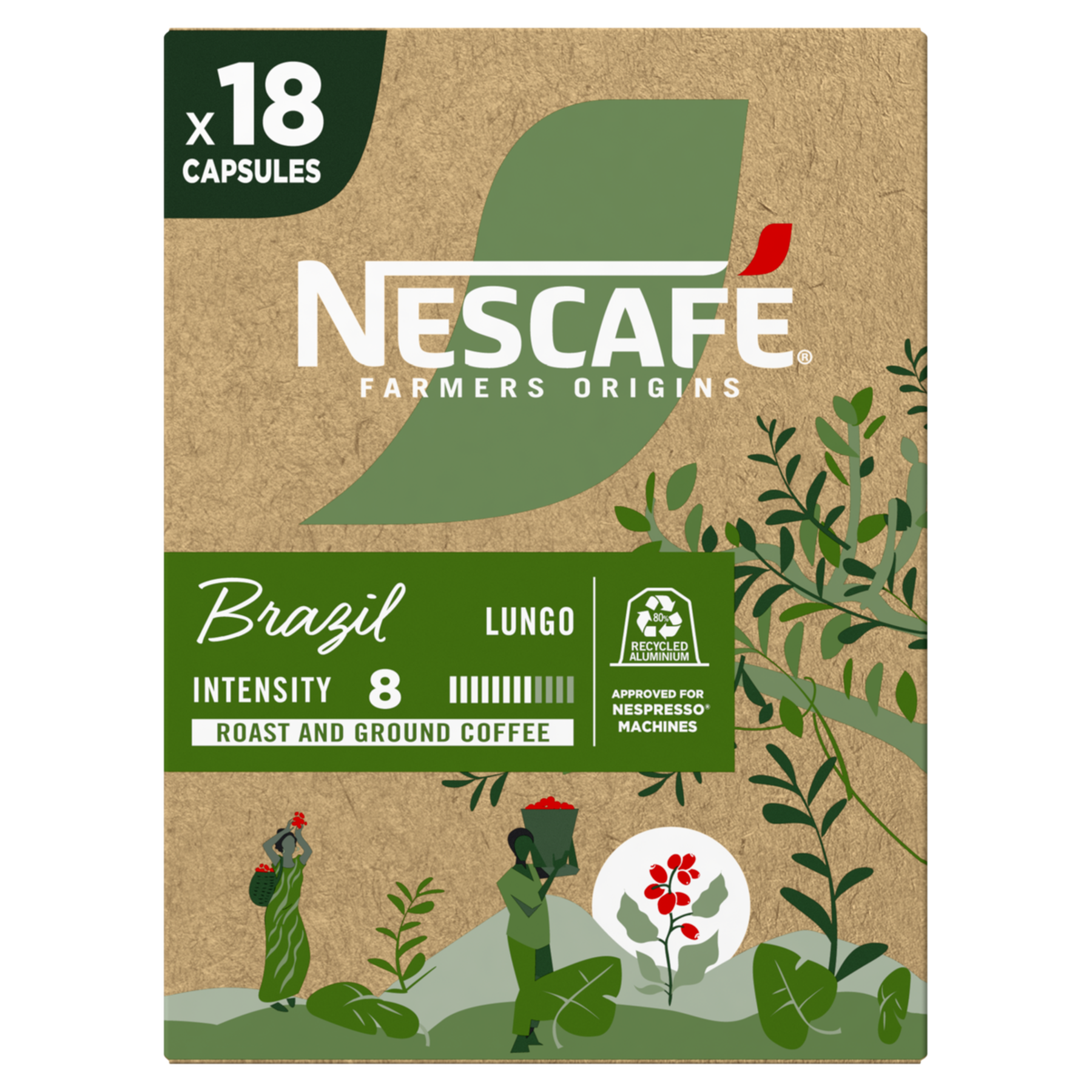 Caf&eacute; em C&aacute;psula Lungo Brazil Nescaf&eacute; Farmers Origins Caixa 79,2g C/18 Unidades