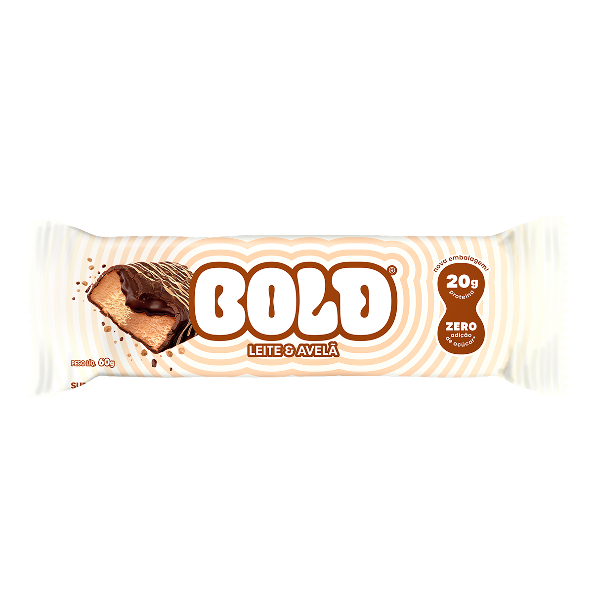 Barra de Prote&iacute;na Leite e Avel&atilde; Bold Pacote 60g