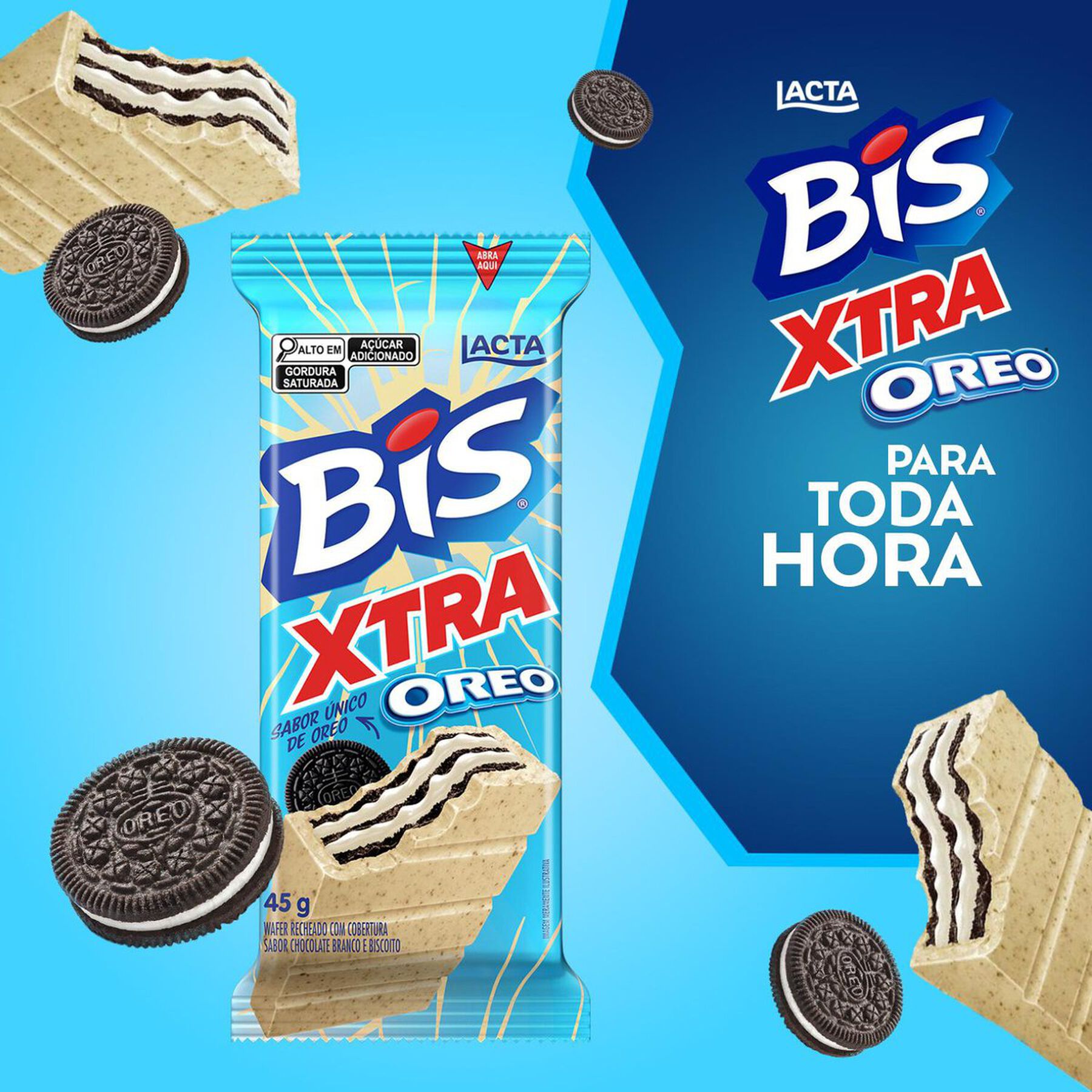 Bis Xtra Oreo (Wafer recheado e com cobertura sabor chocolate branco e biscoito) 45g