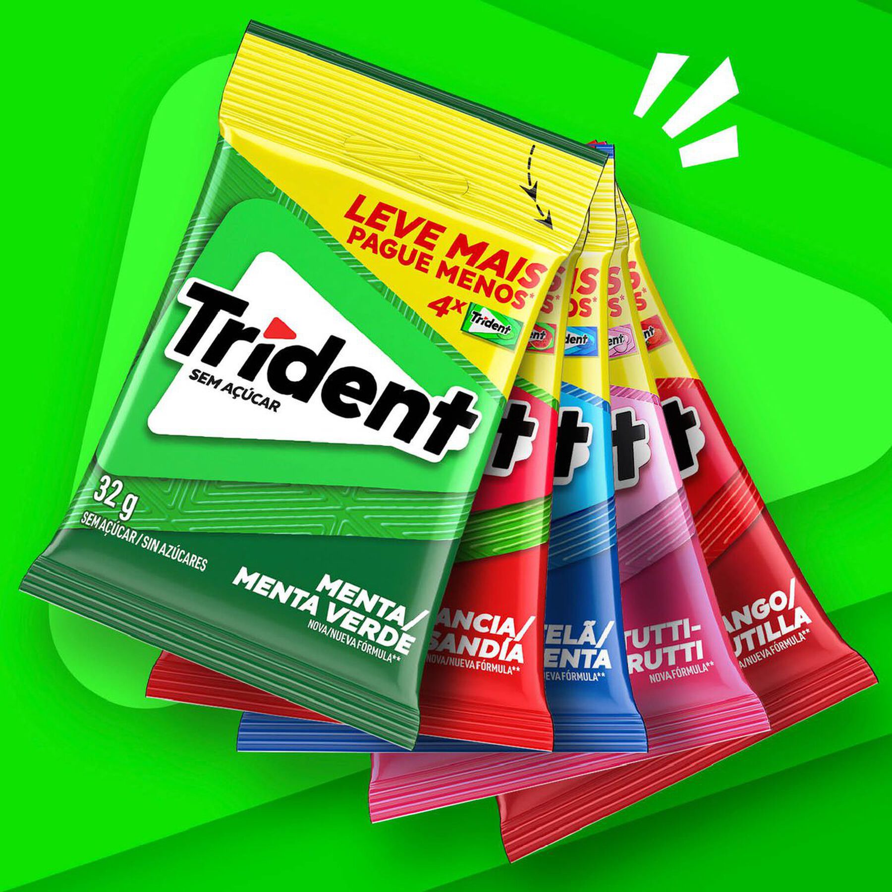 Chiclete Trident Menta 32g - Pacote Com 4 embalagens