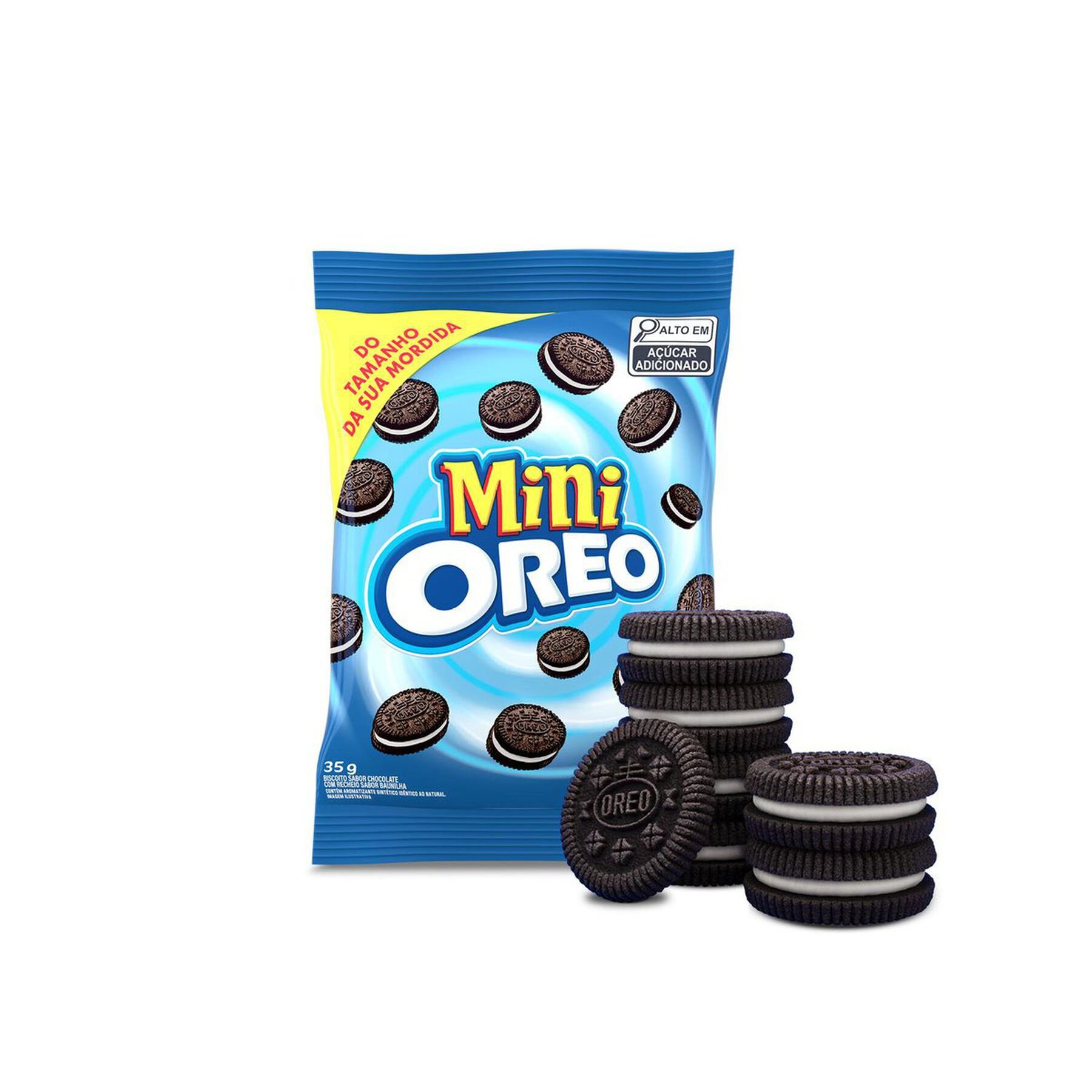 Mini Biscoito Chocolate Recheio Baunilha Oreo Pacote 35g