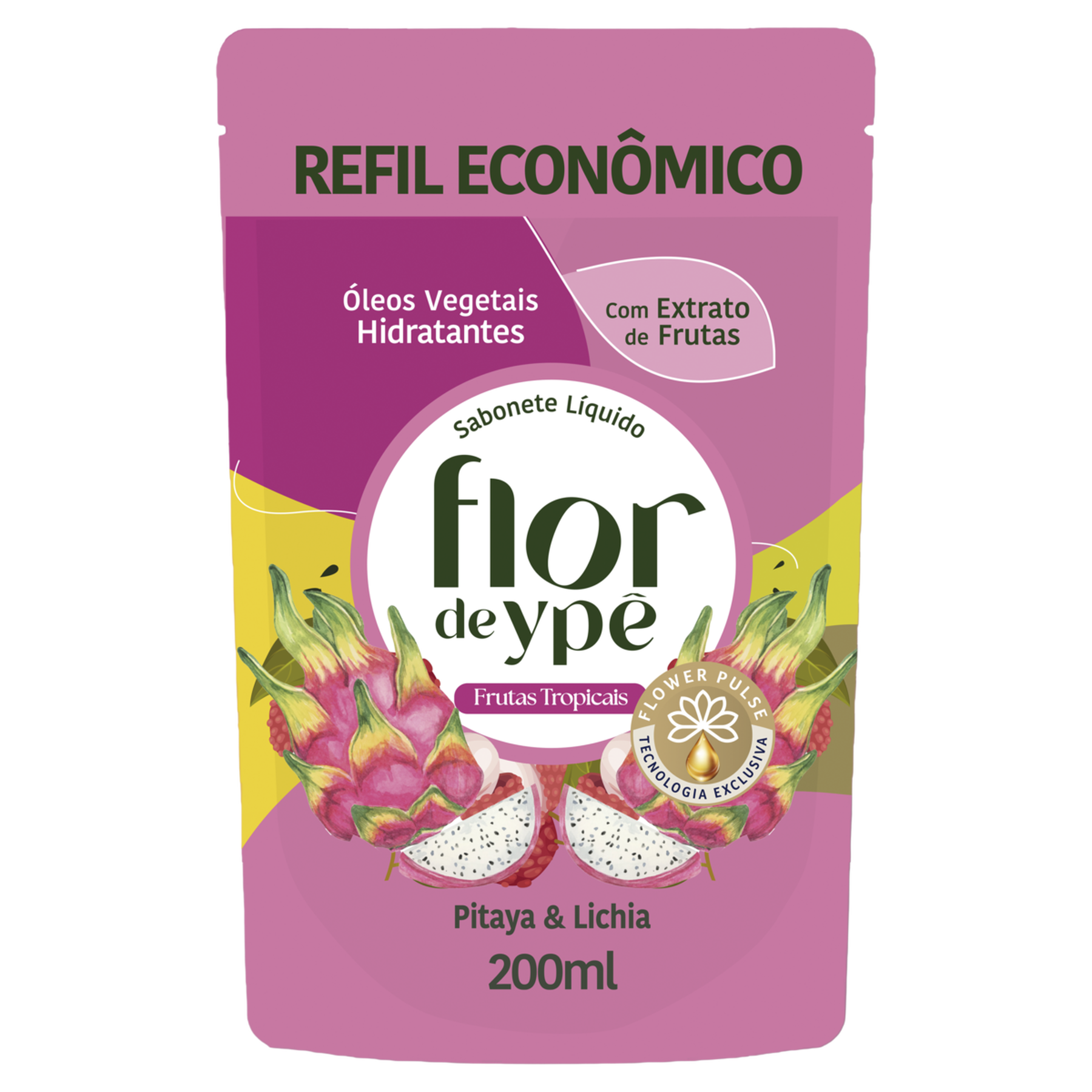 Sabonete L&iacute;quido Pitaya e Lichia Flor de Yp&ecirc; Sach&ecirc; 200ml