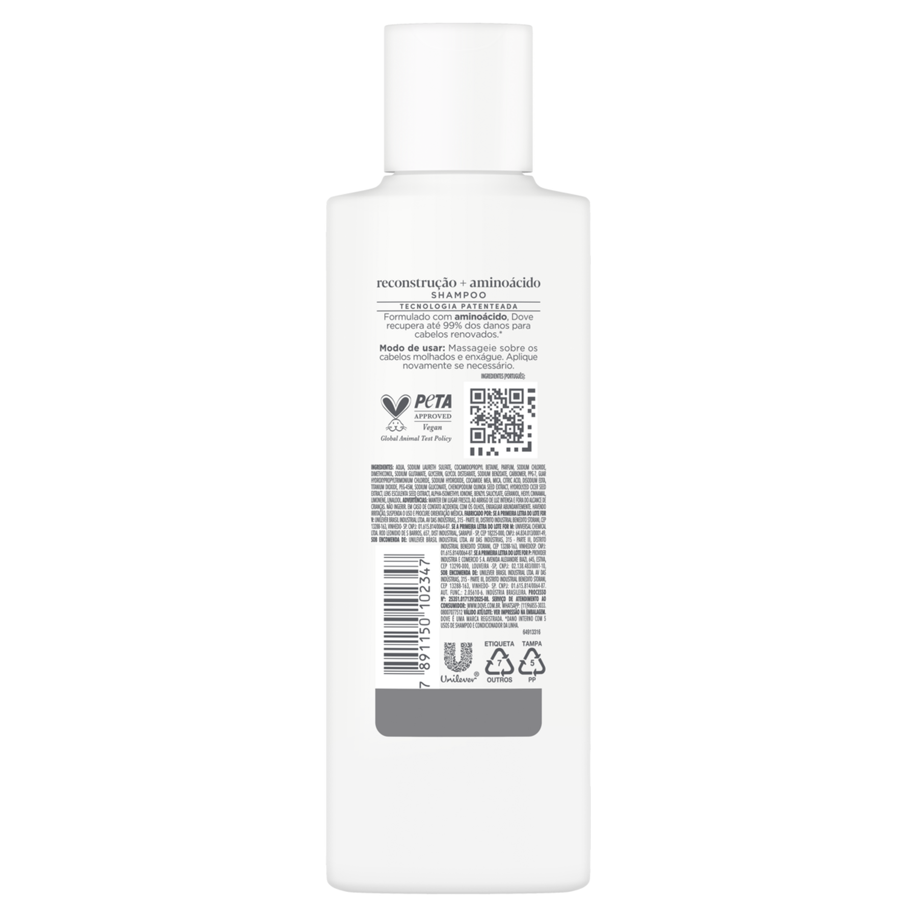 Shampoo Dove Reconstru&ccedil;&atilde;o + Amino&aacute;cido Frasco 190ml