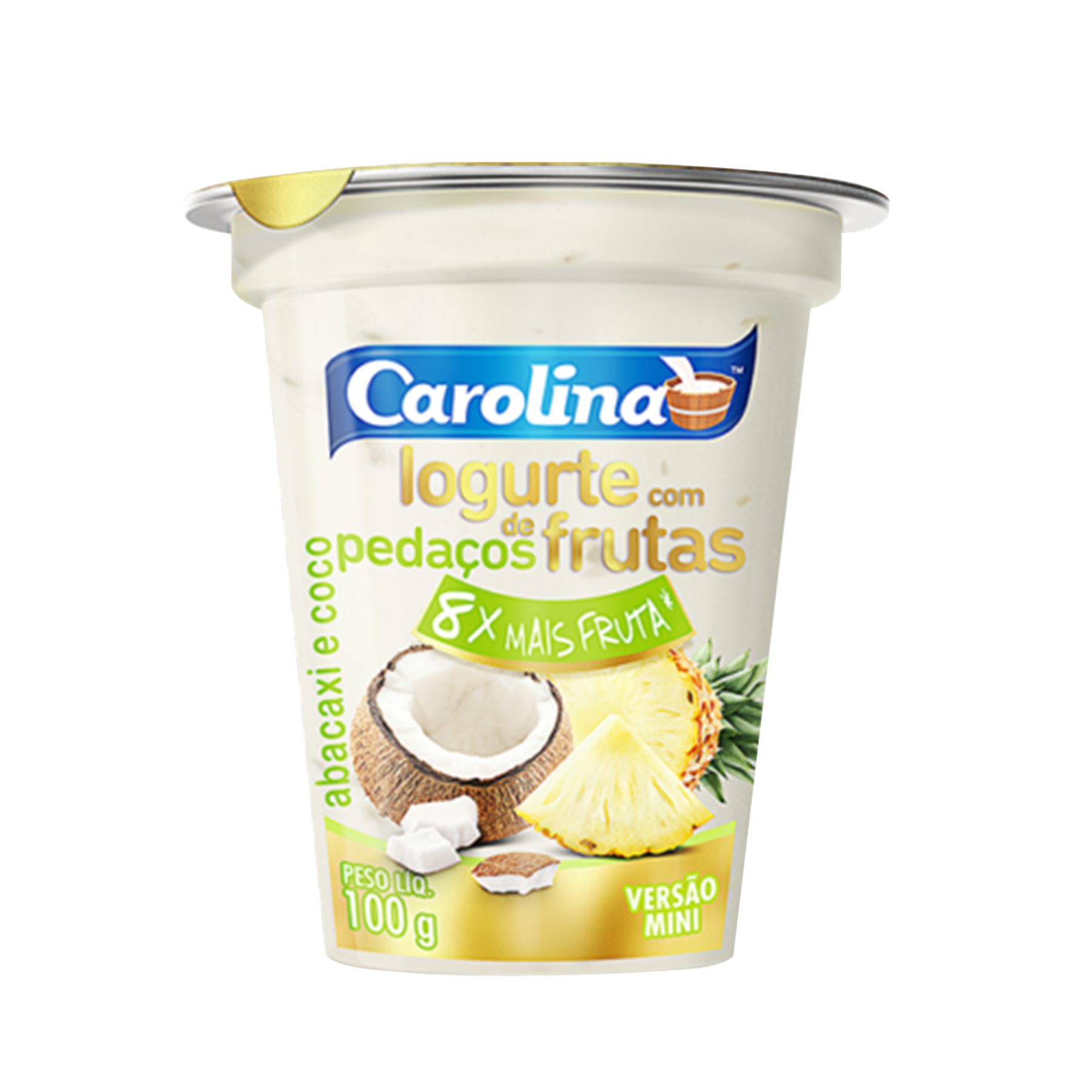 Iogurte Pedaços Abacaxi e Coco Carolina 100g