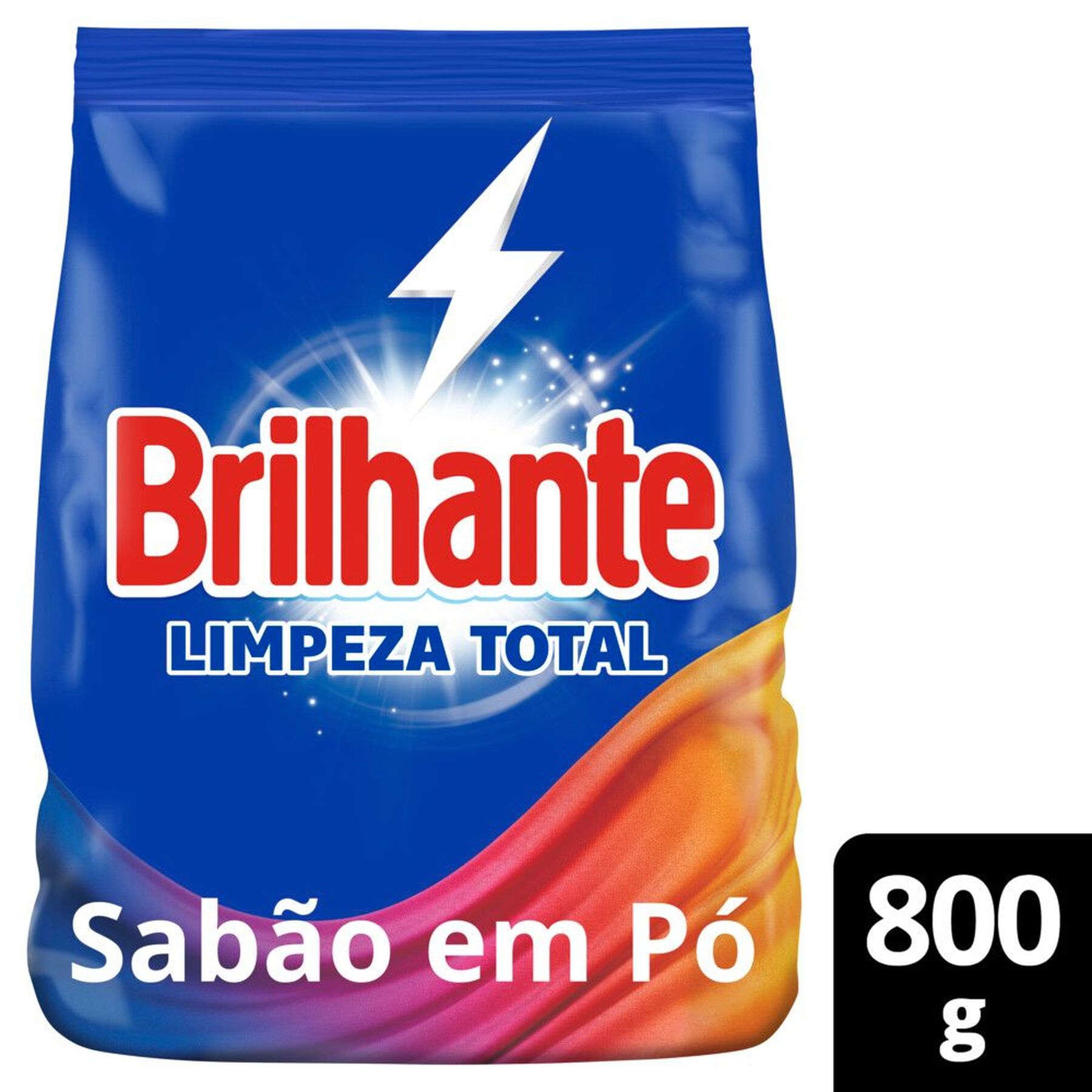 Lava Roupas em Pó Roupas Brancas e Coloridas Limpeza Total Brilhante Pacote 800g