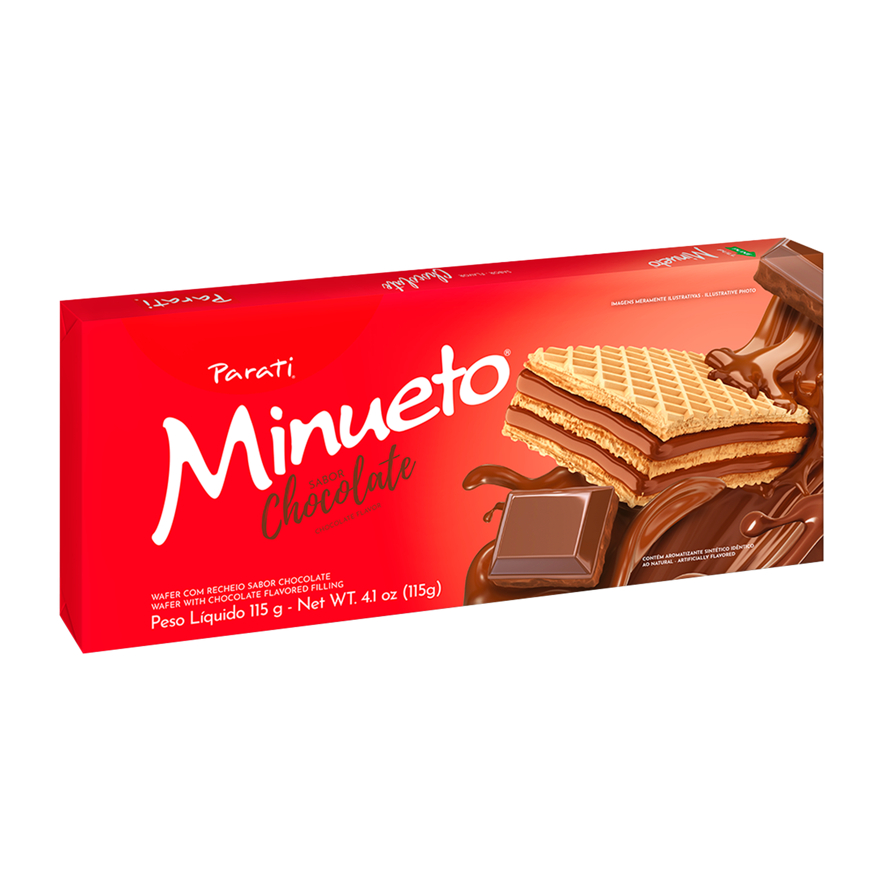Biscoito Wafer Recheio Chocolate Minueto Premium Pacote 115g