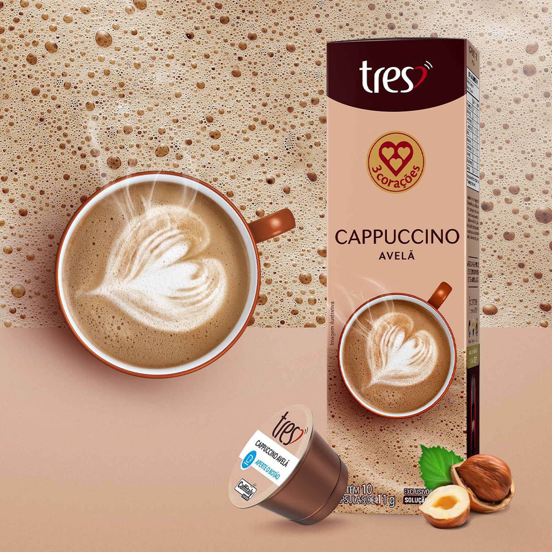 Cápsula Capucino Avelã Três Corações C/10 Unidades