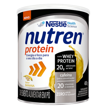 Suplemento Alimentar com Whey Banana Nestlé Nutren Protein Lata 400g