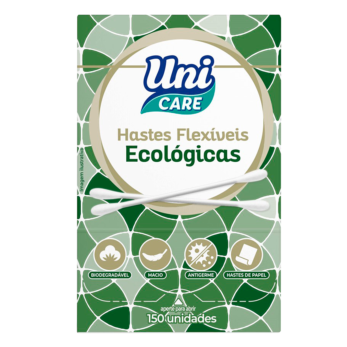 Hastes Flex&iacute;veis Ecol&oacute;gicas Uni Care Caixa C/150 Unidades