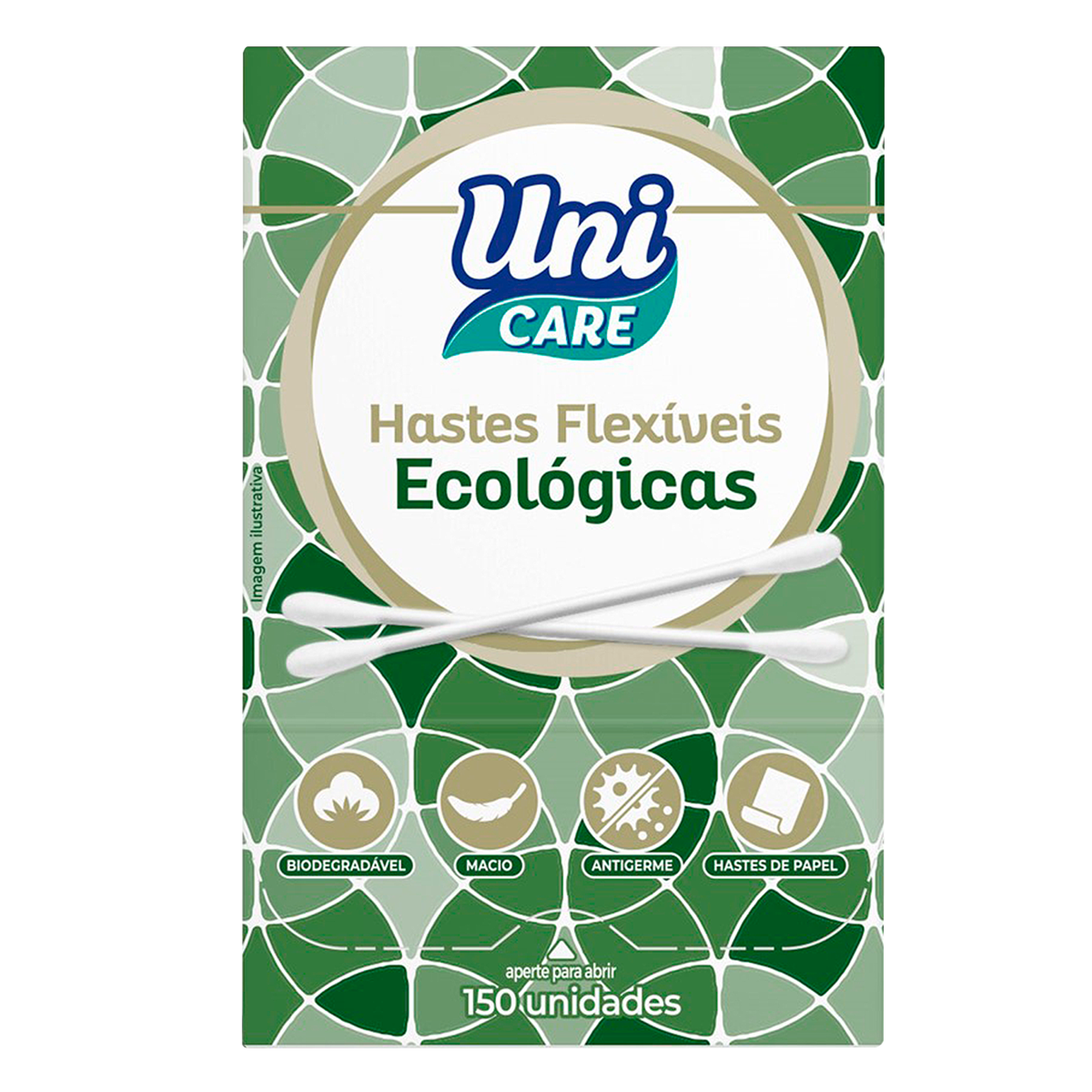 Hastes Flexíveis Ecológicas Uni Care Caixa C/150 Unidades