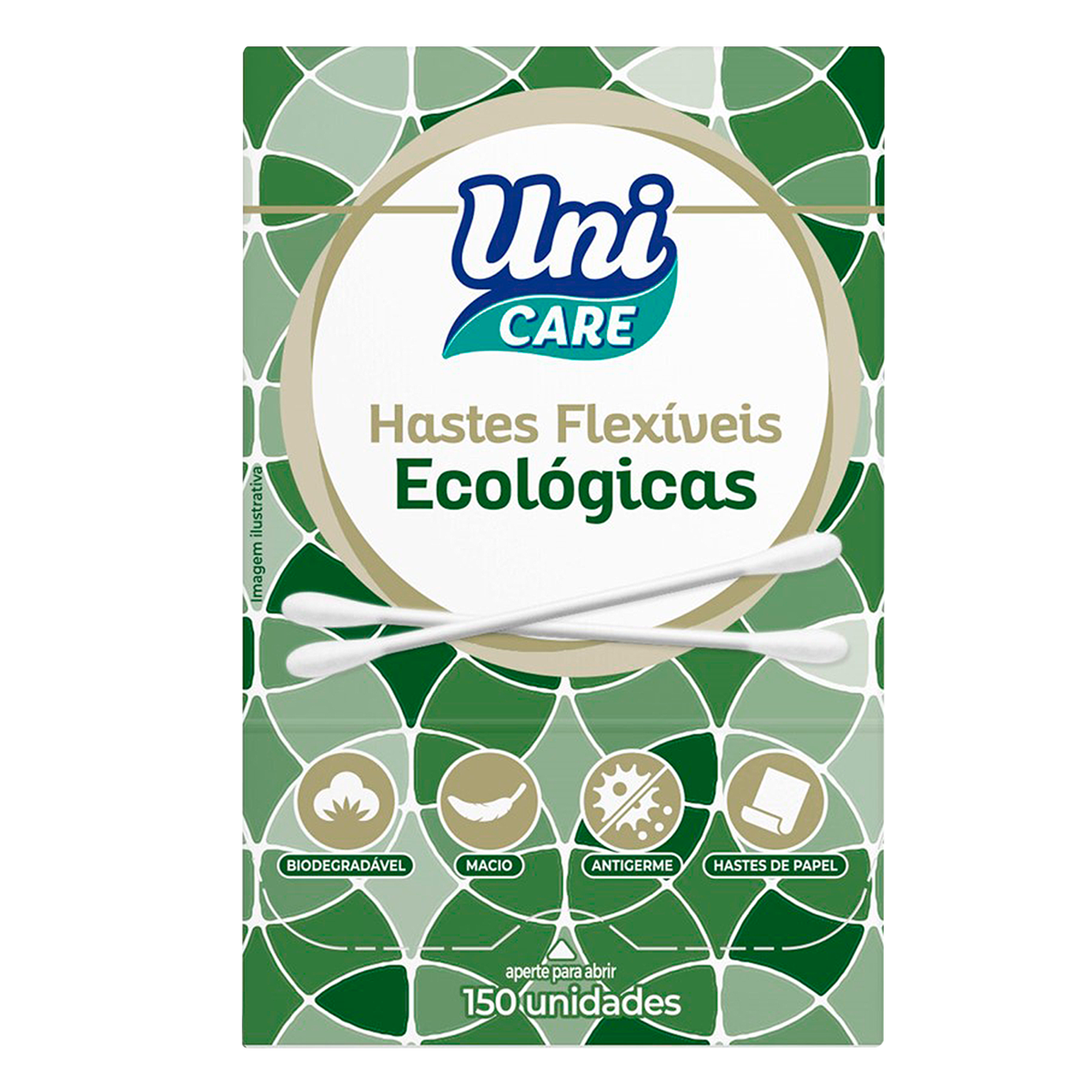 Hastes Flex&iacute;veis Ecol&oacute;gicas Uni Care Caixa C/150 Unidades