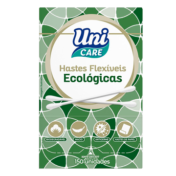 Hastes Flexíveis Ecológicas Uni Care Caixa C/150 Unidades