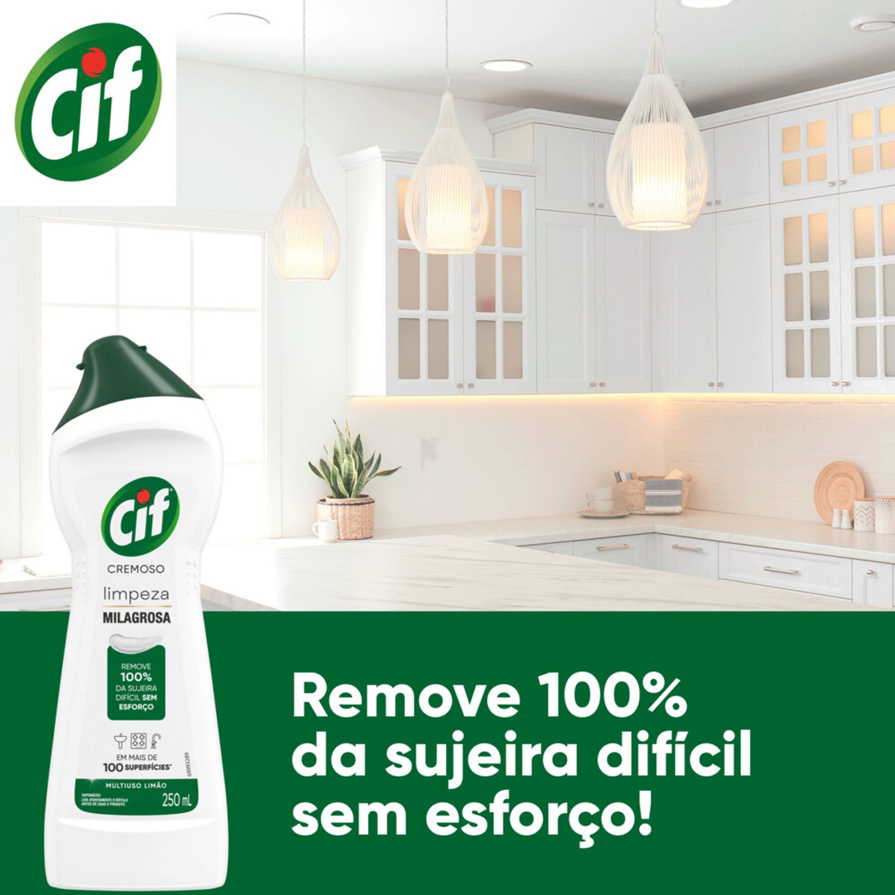 CIF Cremoso Limpeza Milagrosa Limão para casa 250ml