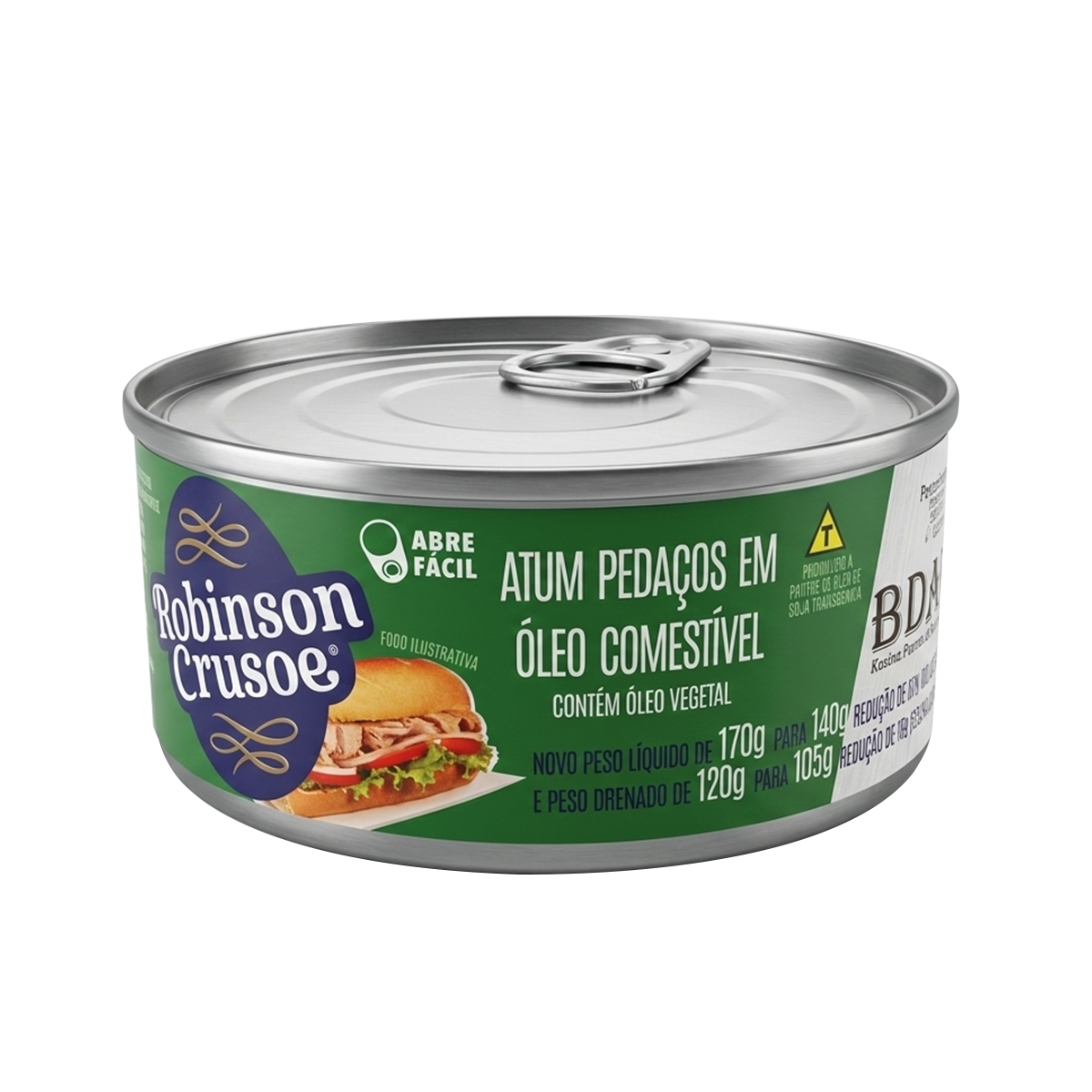 Atum em Peda&ccedil;os em &Oacute;leo Robinson Crusoe Lata 105g