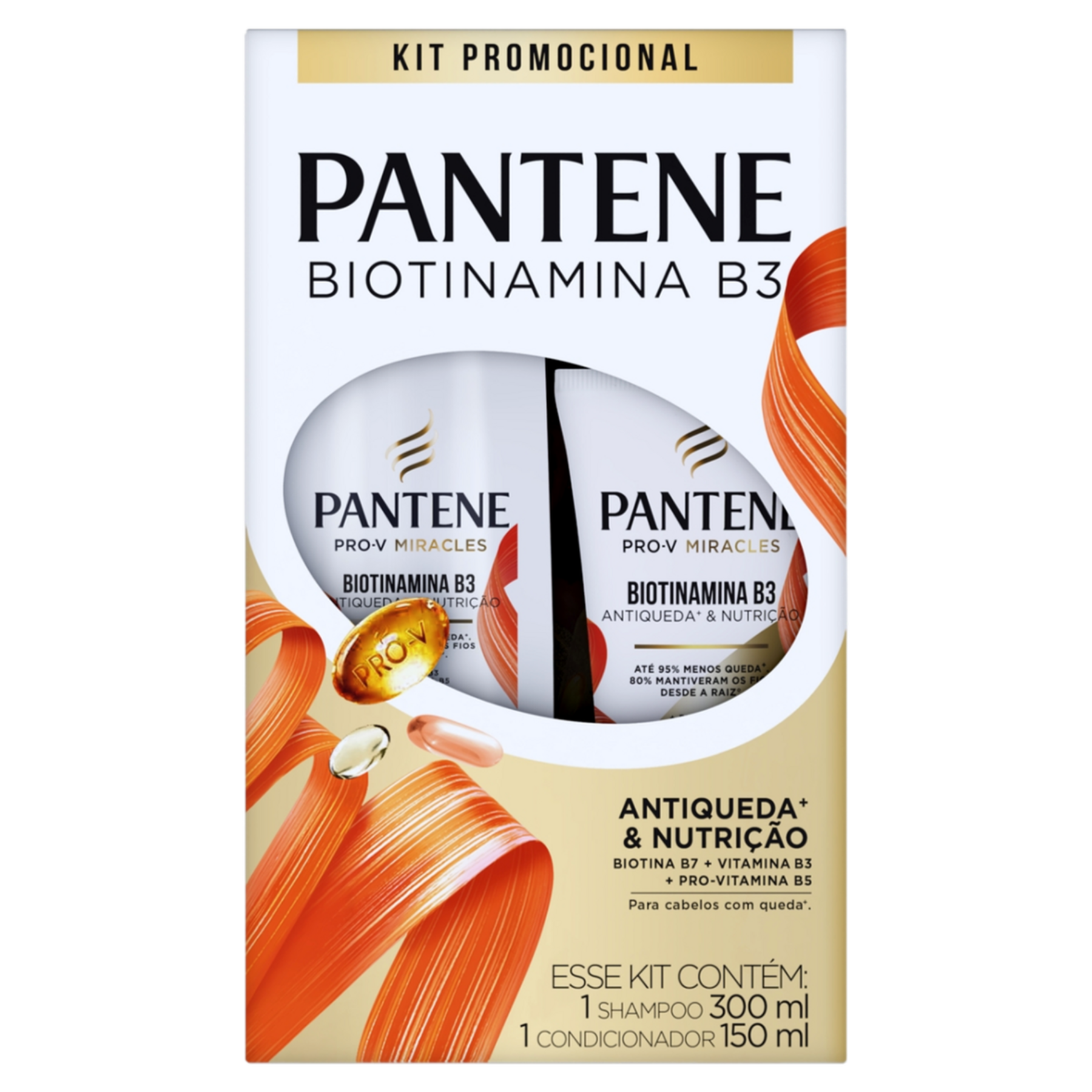 Shampoo 300ml + Condicionador Antiquebra 150ml Biotinamina B3 Antiqueda e Nutrição Pantene