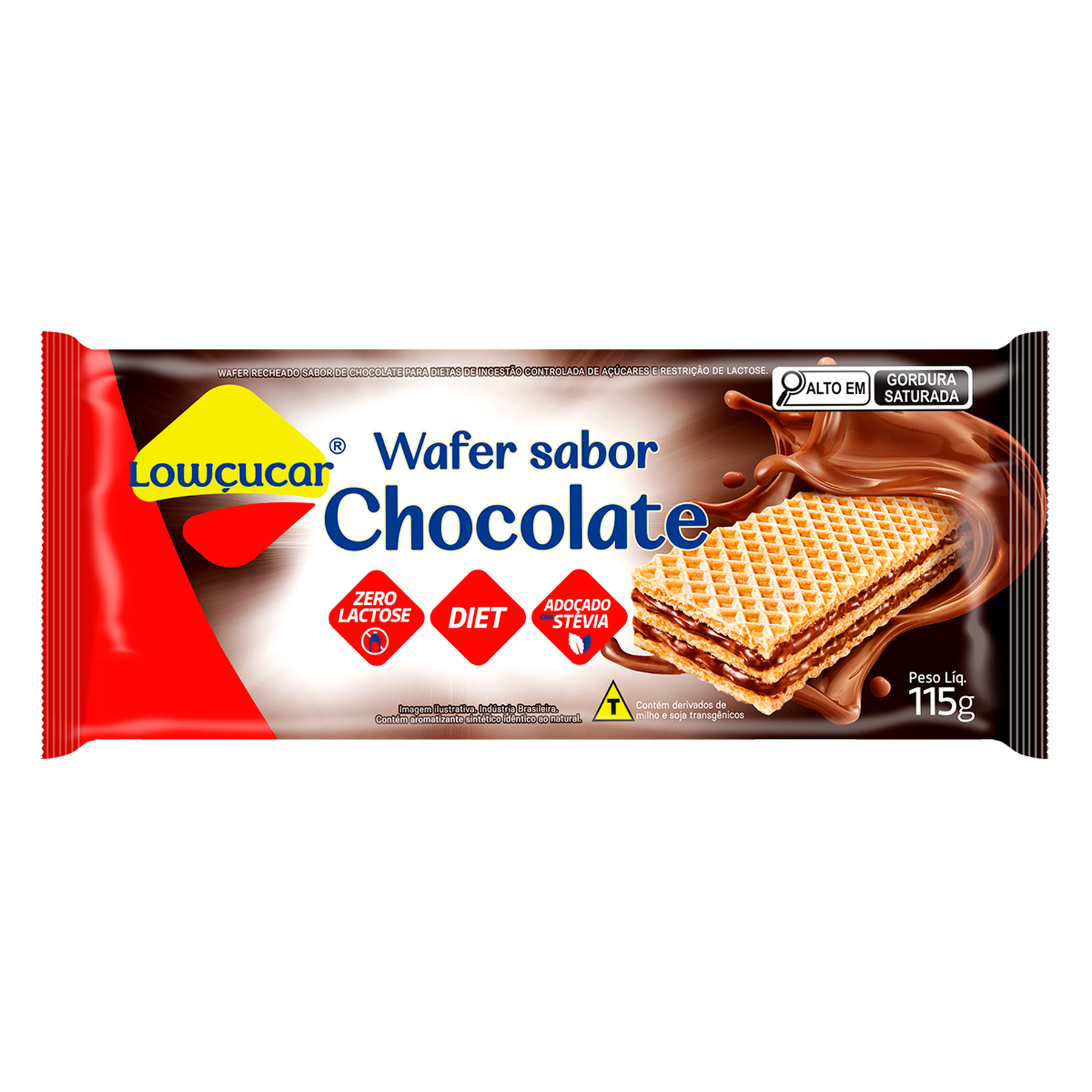 Biscoito Wafer Recheio Chocolate Zero Lactose Lowçucar Pacote 115g