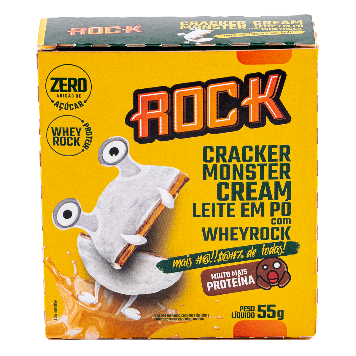 Biscoito Cracker Monster com Pasta de Amendoim de Belga Coconut Whey Rock Caixa 55g