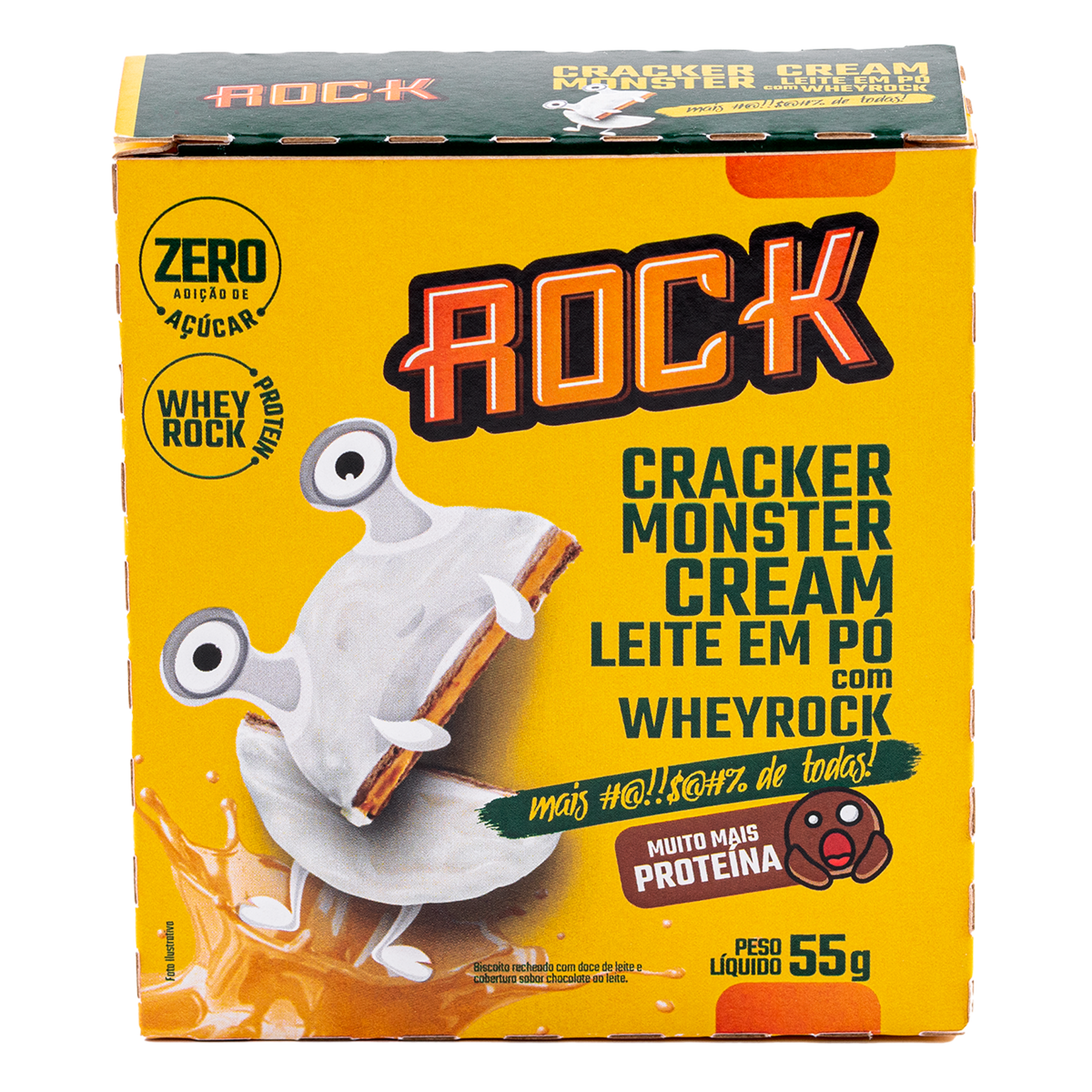 Biscoito Cracker Monster com Pasta de Amendoim de Belga Coconut Whey Rock Caixa 55g