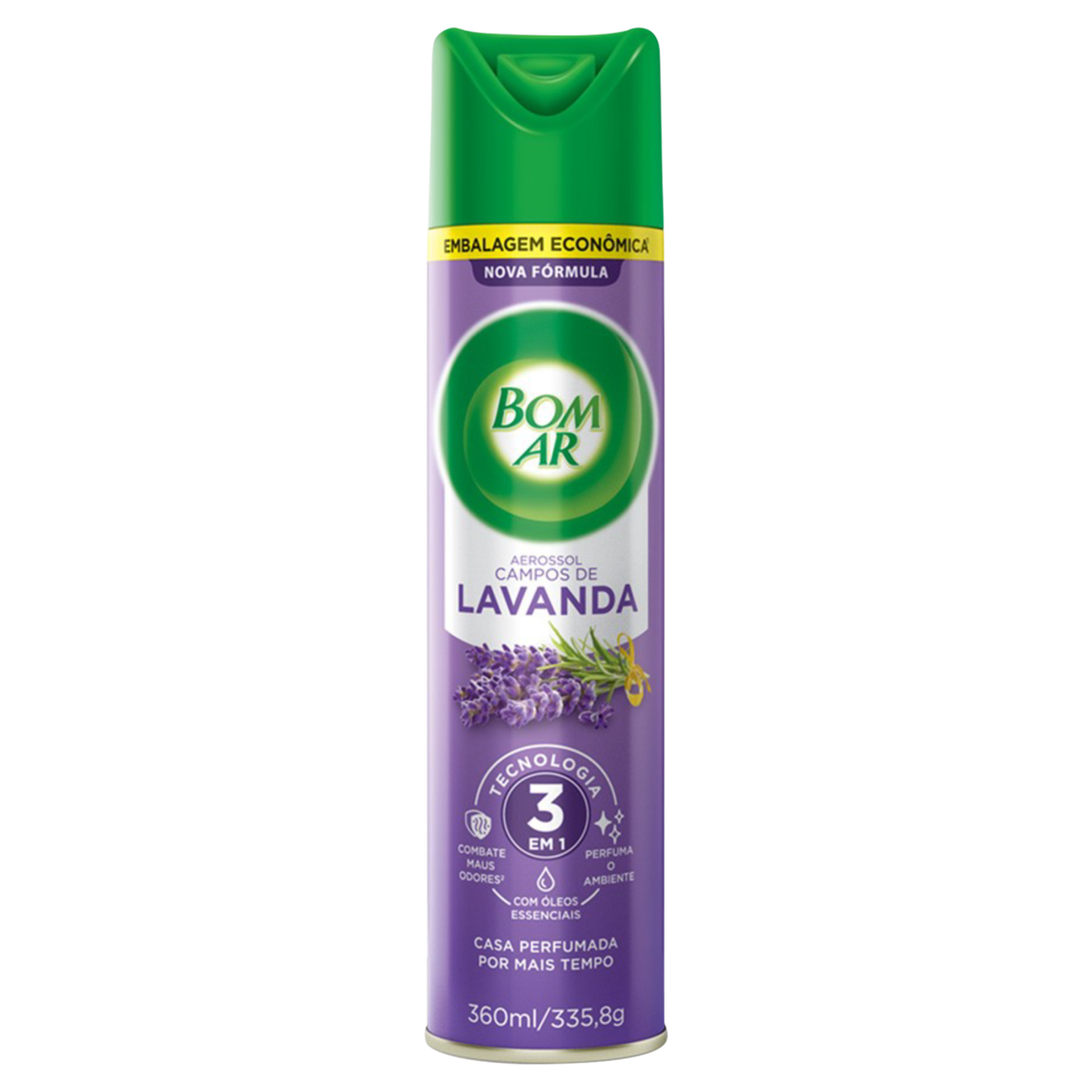 Neutralizador de Odores Campos de Lavanda Bom Ar Frasco 360ml Spray Embalagem Econ&ocirc;mica