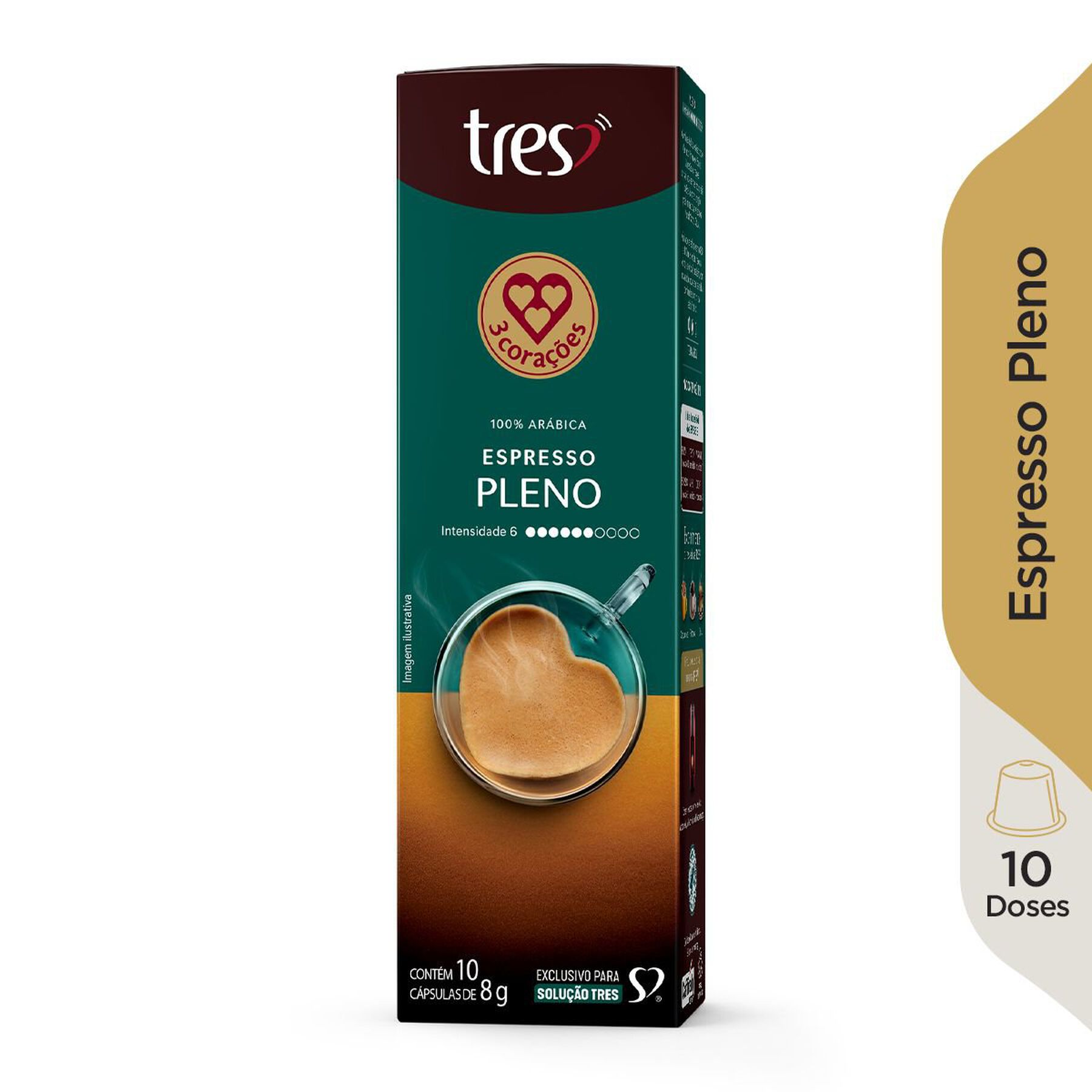 Café em Cápsula Torrado e Moído Espresso Pleno Tres Caixa 80g 10 Unidades