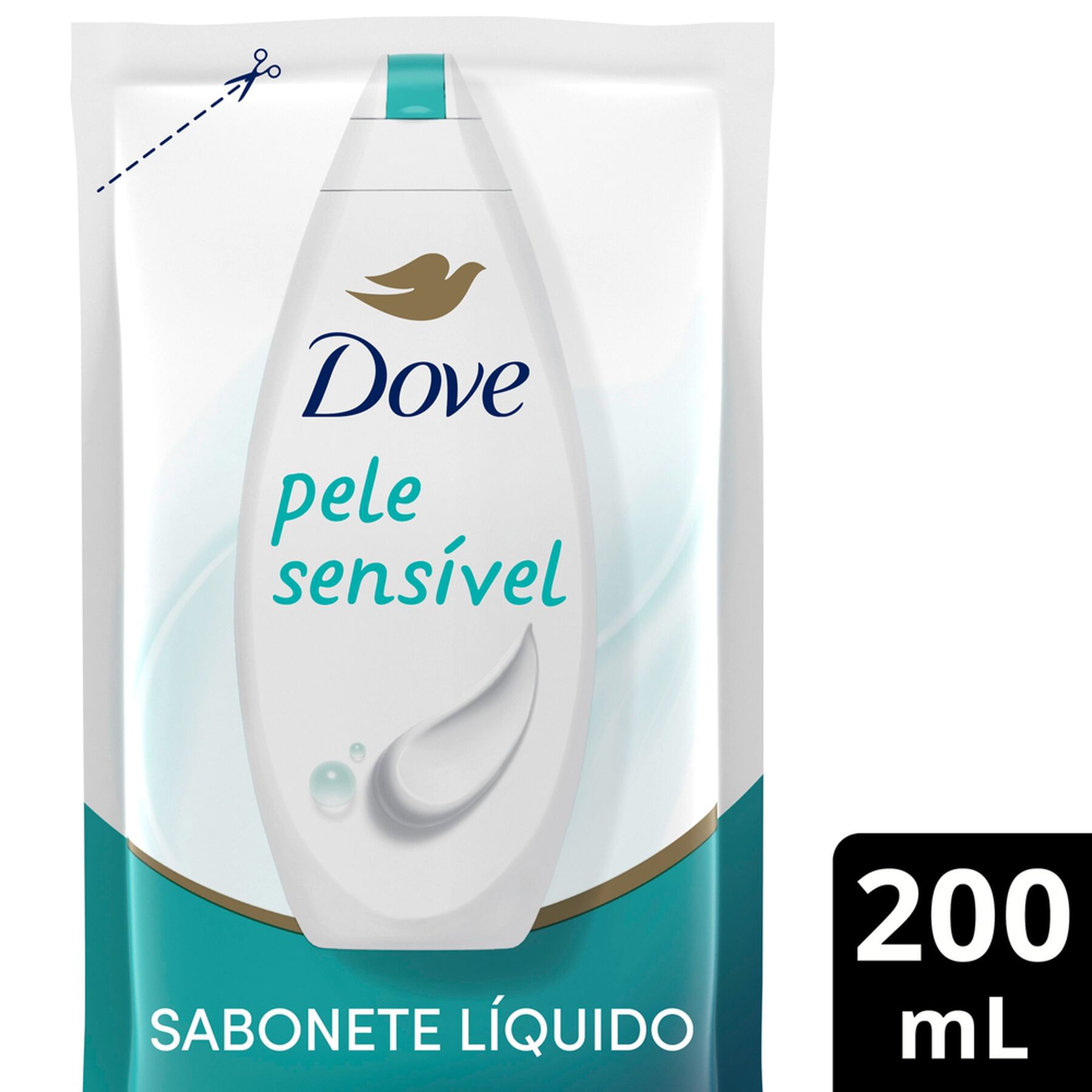 Sabonete Líquido Pele Sensível Dove Sachê 200ml Refil