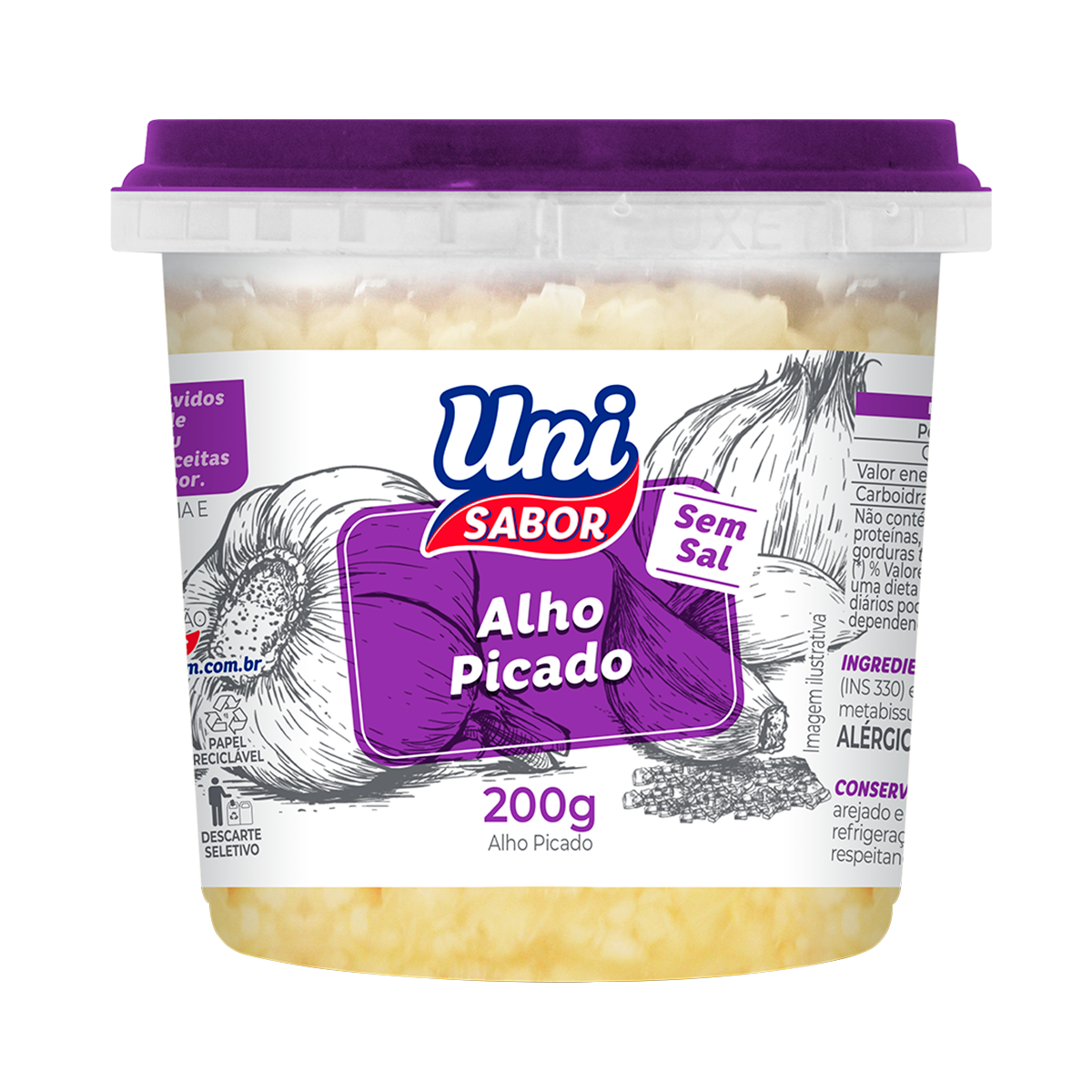 Alho Picado Uni Sabor Pote 200g