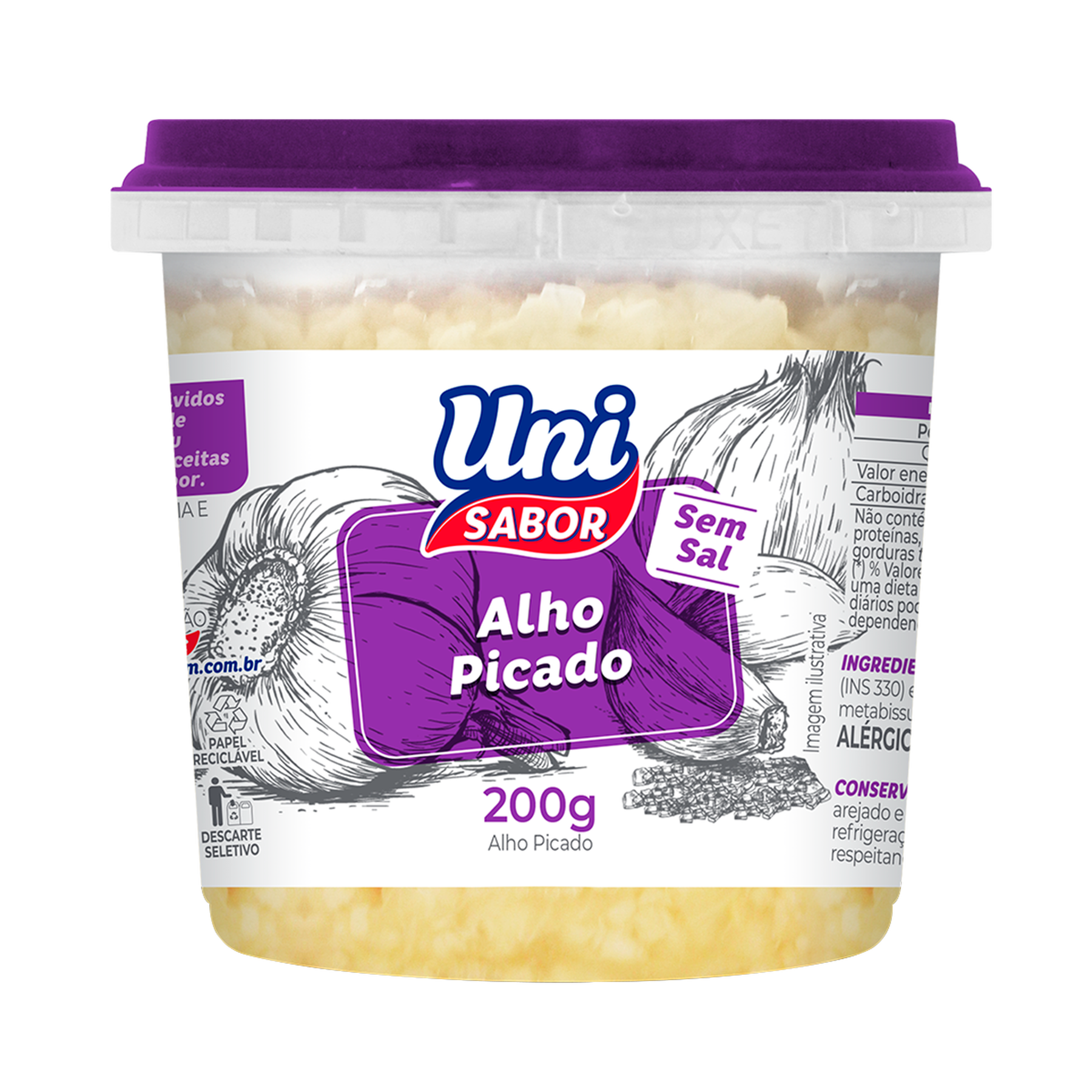 Alho Picado Uni Sabor Pote 200g