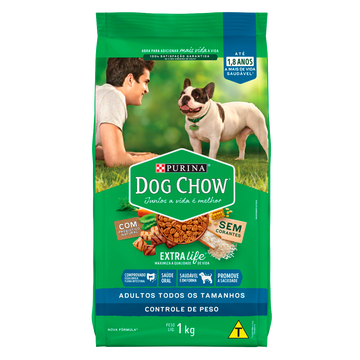 Alimento para Cães Adultos Todos os Tamanhos Carne, Frango e Arroz Purina Dog Chow Extra Life Pacote 1kg