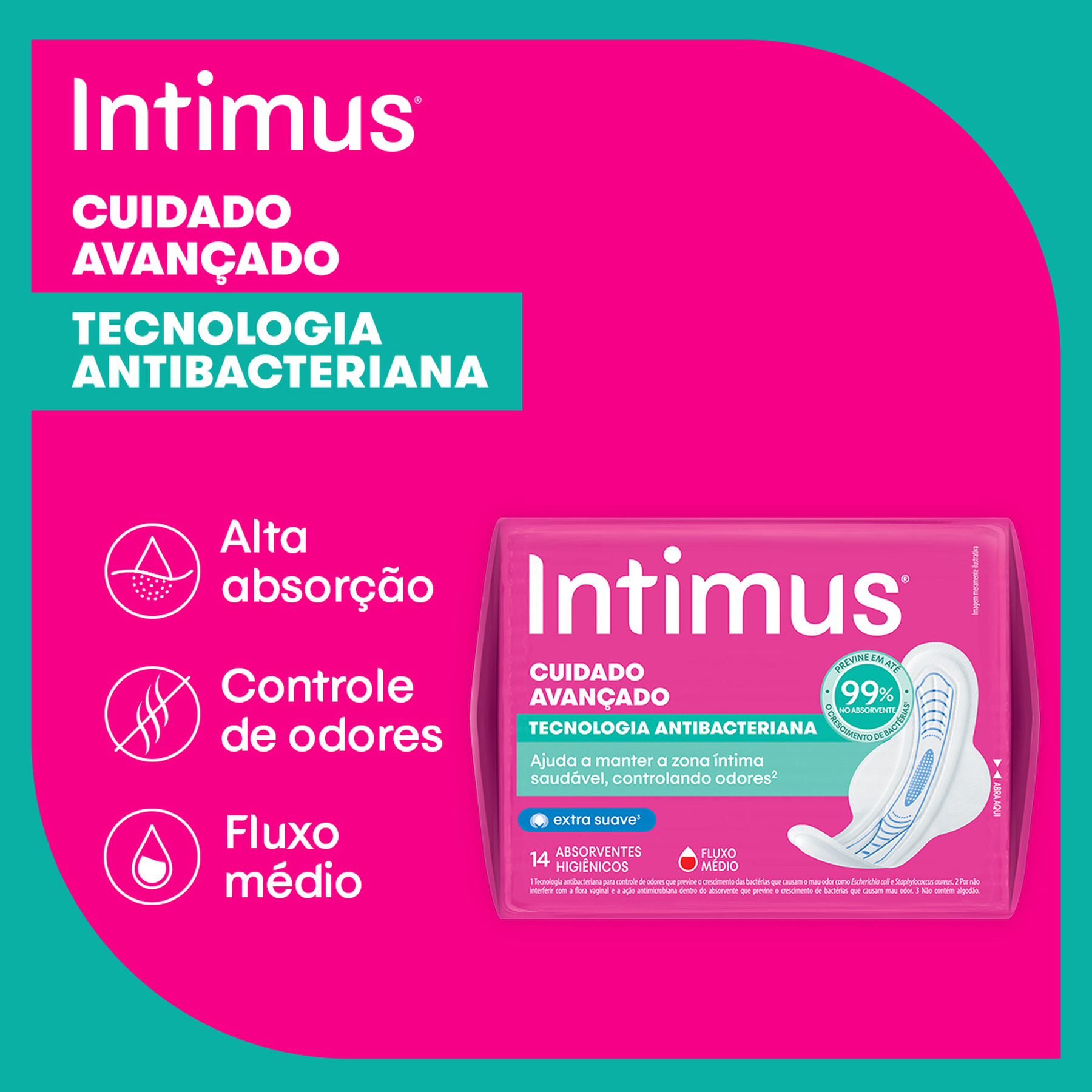Absorvente com Abas Antibacteriano Ultrafino Intimus Pacote 28 Unidades Leve Mais Pague Menos