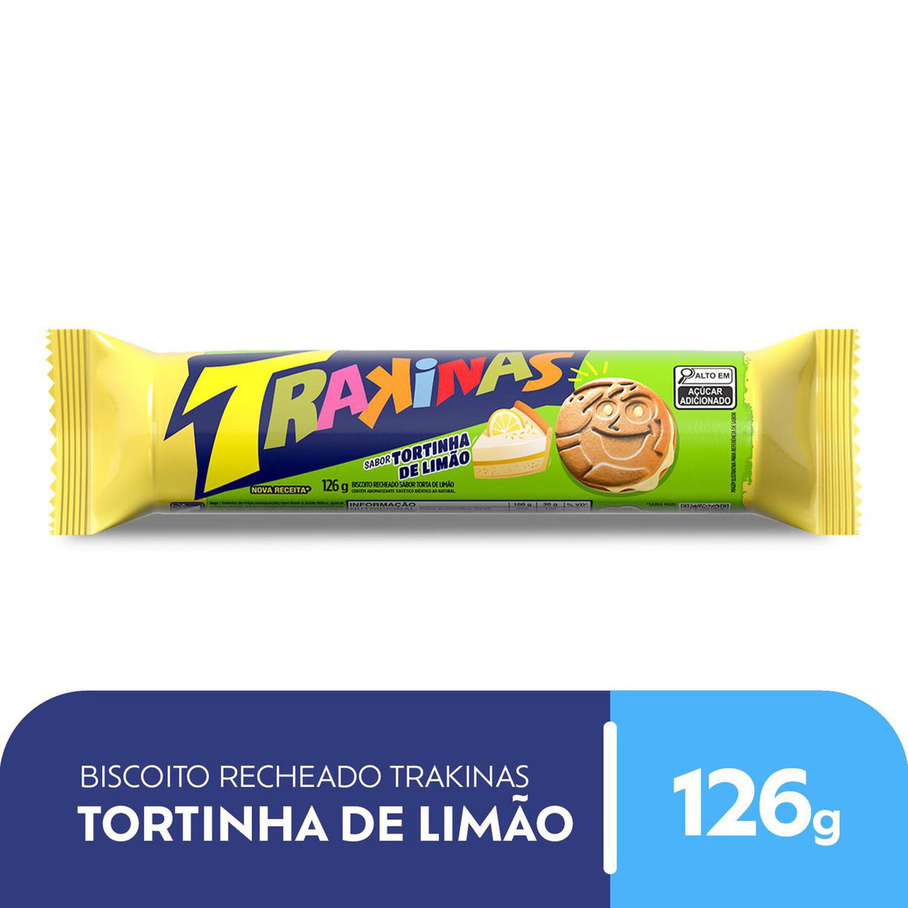 Biscoito Recheio Tortinha de Limão Trakinas Pacote 126g