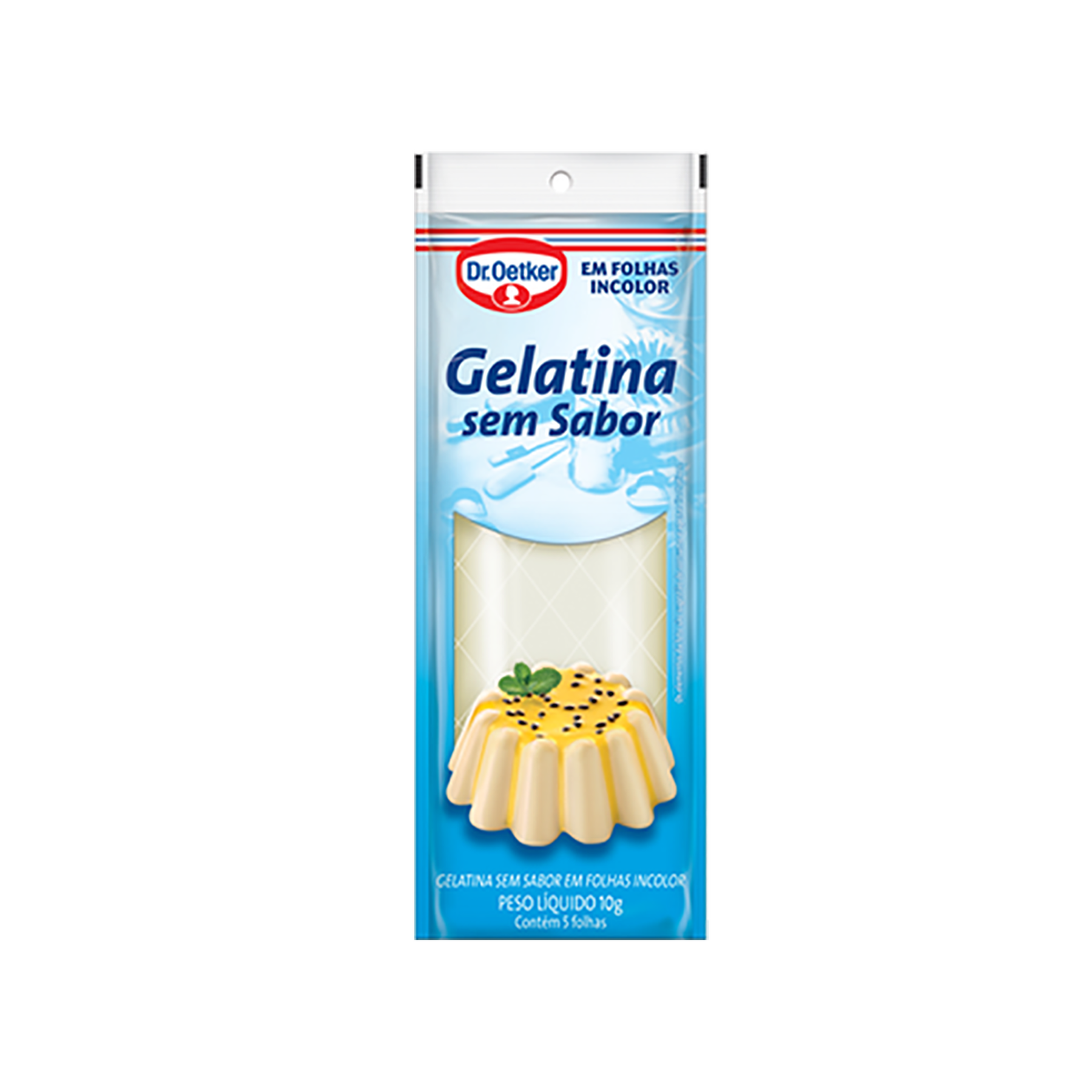 Gelatina Incolor em Folhas sem Sabor Dr. Oetker 10g
